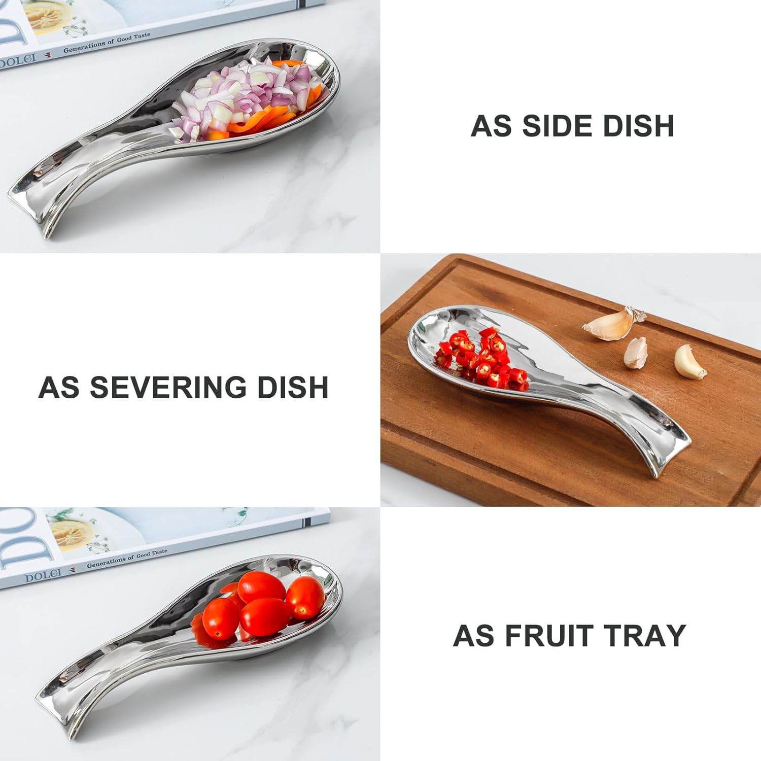 Hasense Soporte para cuchara para estufa, soporte grande de cerámica para encimera de cocina, soporte de utensilios de cocina para espátula,