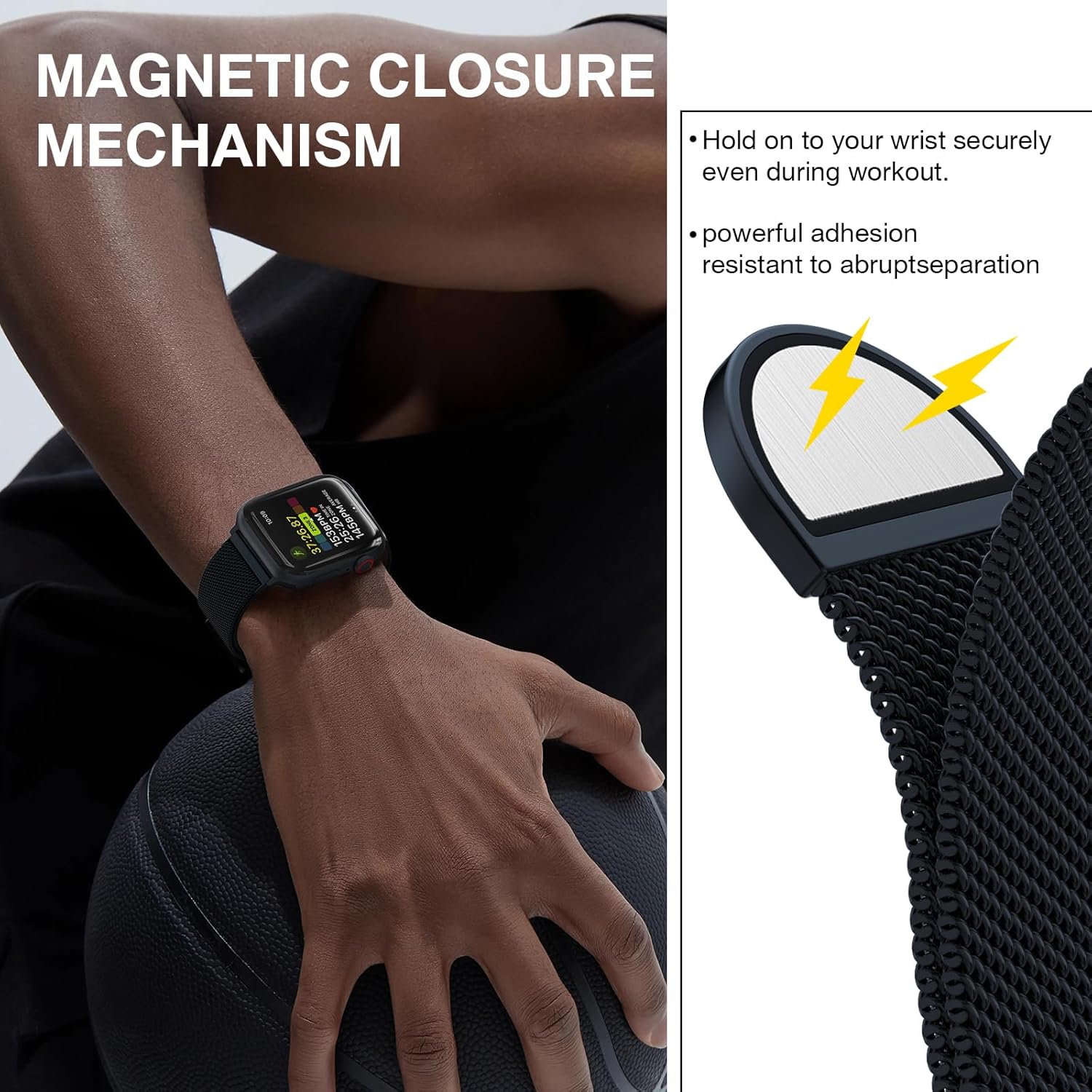 Correa milanesa de acero inoxidable compatible con Apple Watch Band de 1.654 pulgadas, 1.732 pulgadas, 1.772 pulgadas, 1.775 pulgadas, 1.575