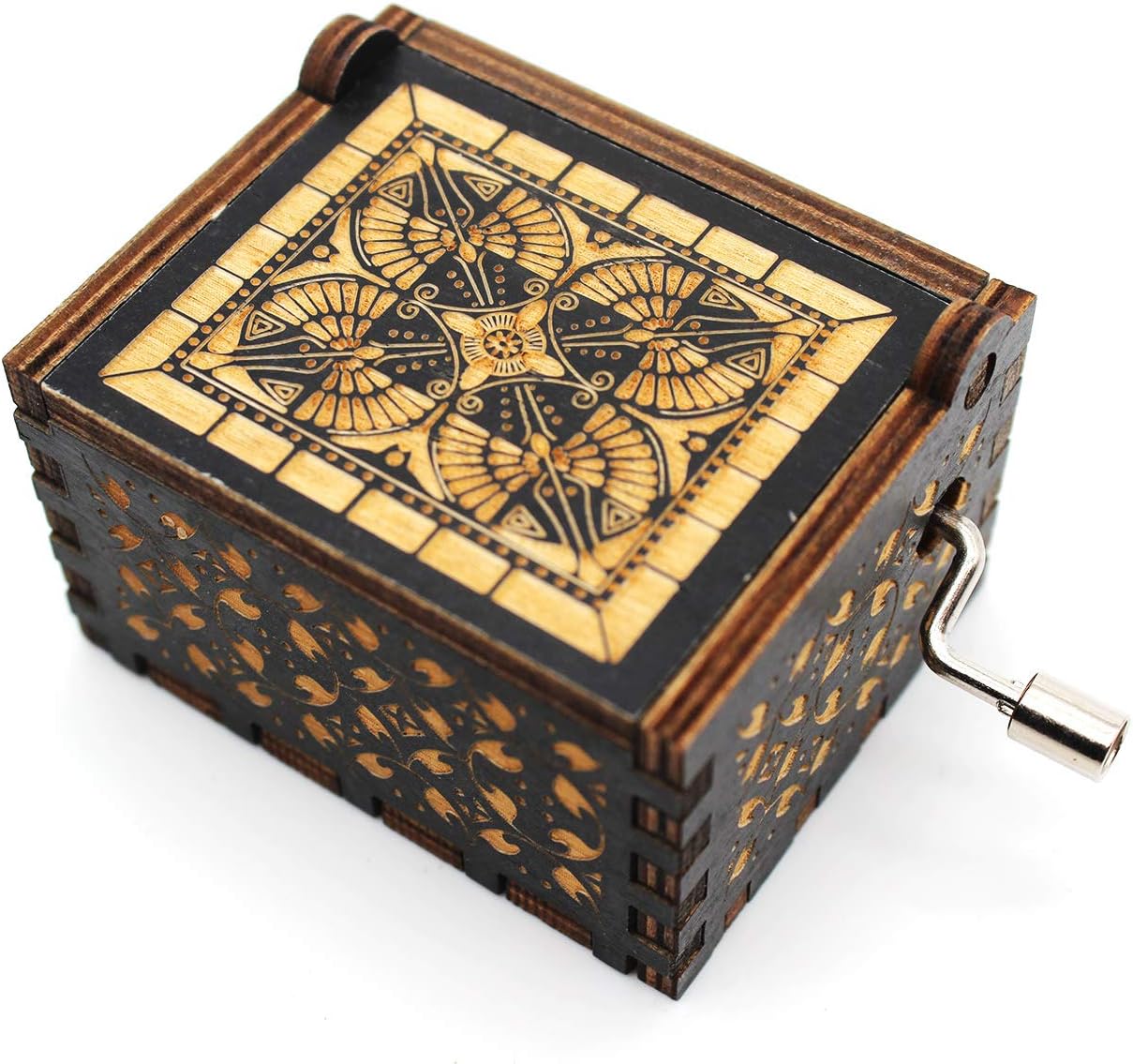 ukebobo Caja de música de madera con texto en inglés You are My Sunshine, diseño de pintura negra, regalos para tía, 1 juego
