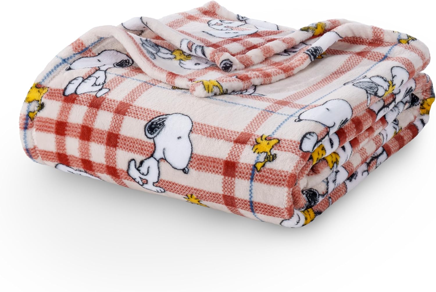 Berkshire Blanket Peanuts VelvetLoft – Manta de felpa de Snoopy con bonito personaje, diseño de Snoopy de cacahuetes y Woodstock a cuadros de