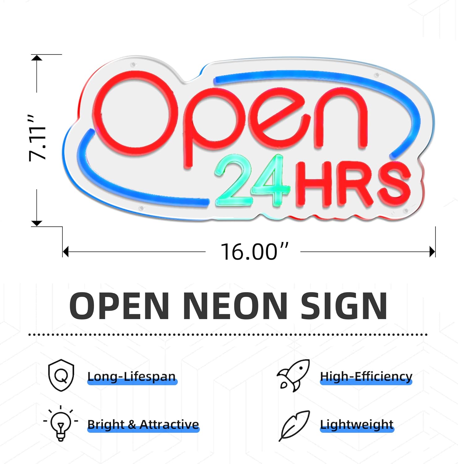 Open Neon Signs, CRUMBIT Open LED Neon Signs for Business, 24 Hours Open Neon Lights with Twinkling, Adjustable Brightness for Restaurant Beauty
