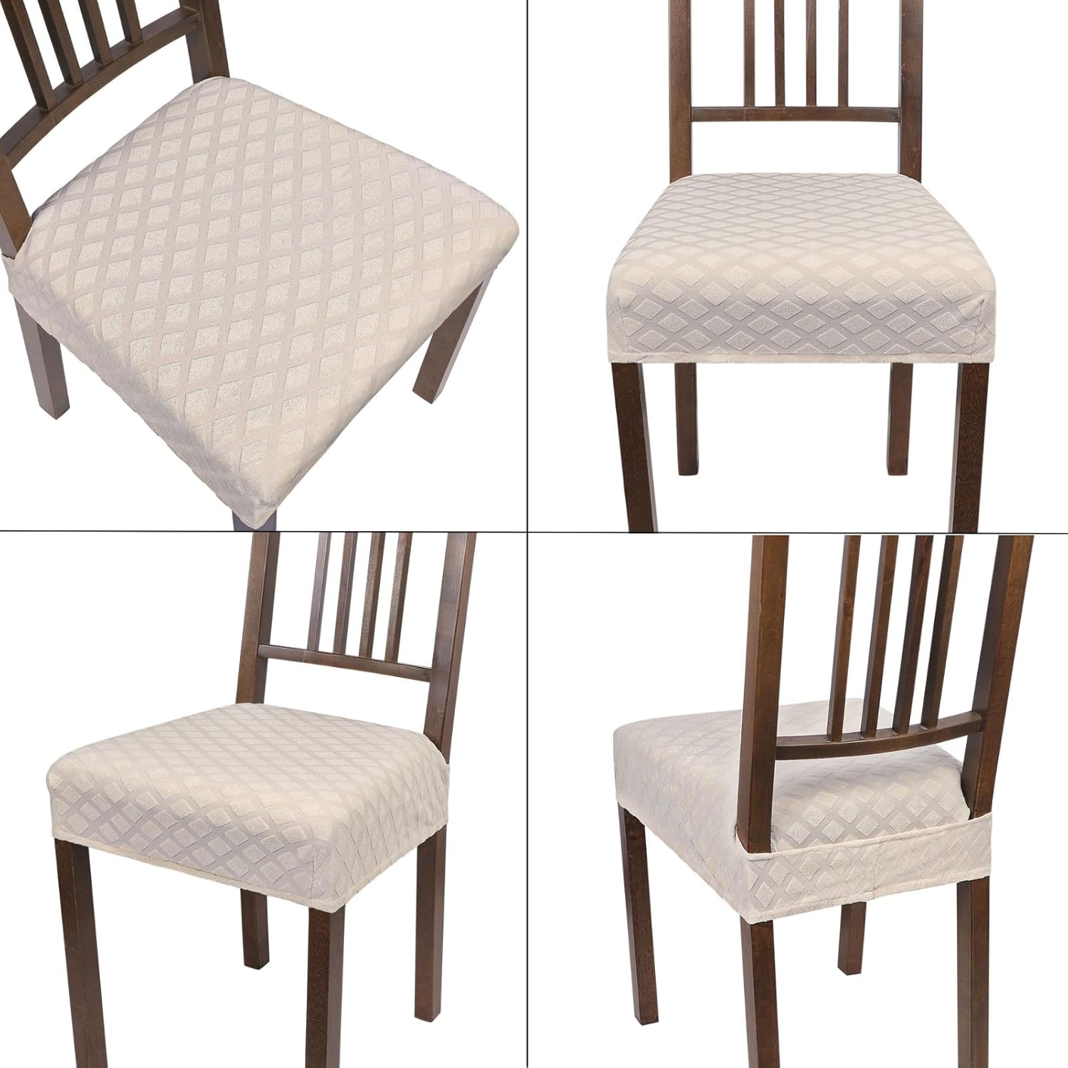 SearchI Juego de 6 fundas elásticas de asiento para sillas de comedor, suaves, extraíbles y lavables, para sillas de comedor, fundas protectoras de