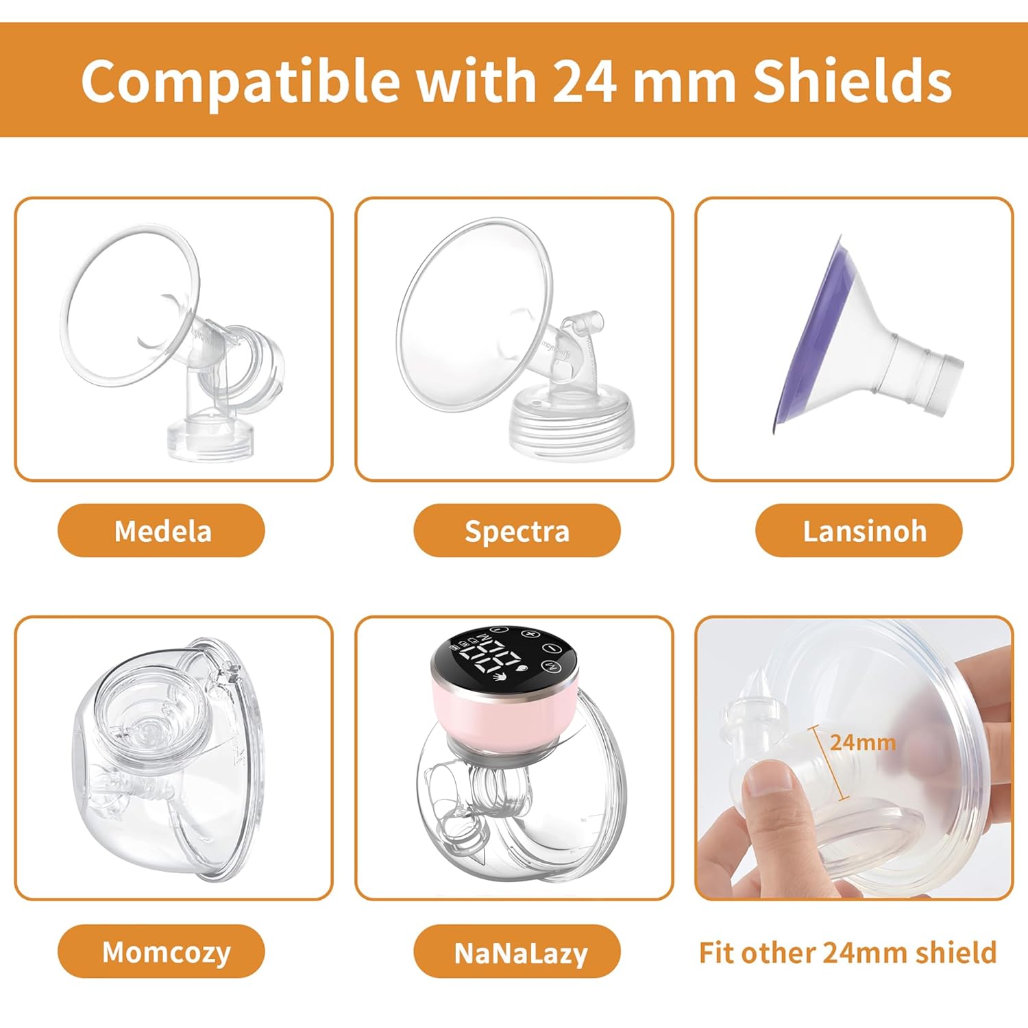 TOVVILD Insertos de brida de 0.591 in y 0.669 in para Medela, Spectra escudosbridas de 0.945 in, compatible con Momcozy S9S9ProS12S12Pro, extractor