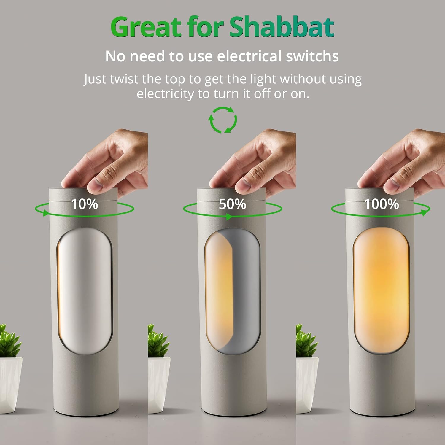 LEDIARY Lámpara kosher, lámpara de lectura para Shabbos, lámparas de mesa plateadas y luz nocturna para sala de estar, dormitorio, bombilla T10