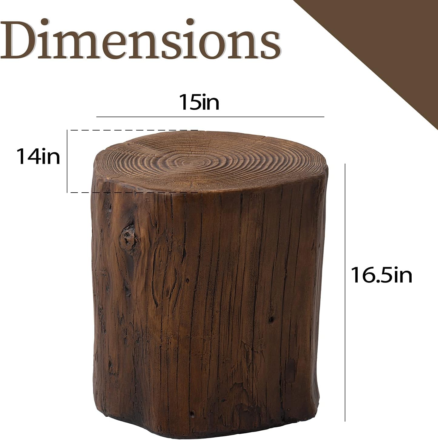 COSIEST Mesa auxiliar para exteriores, madera sintética de color nogal, taburete de madera pintada a mano, otomana o soporte para plantas, cubierta