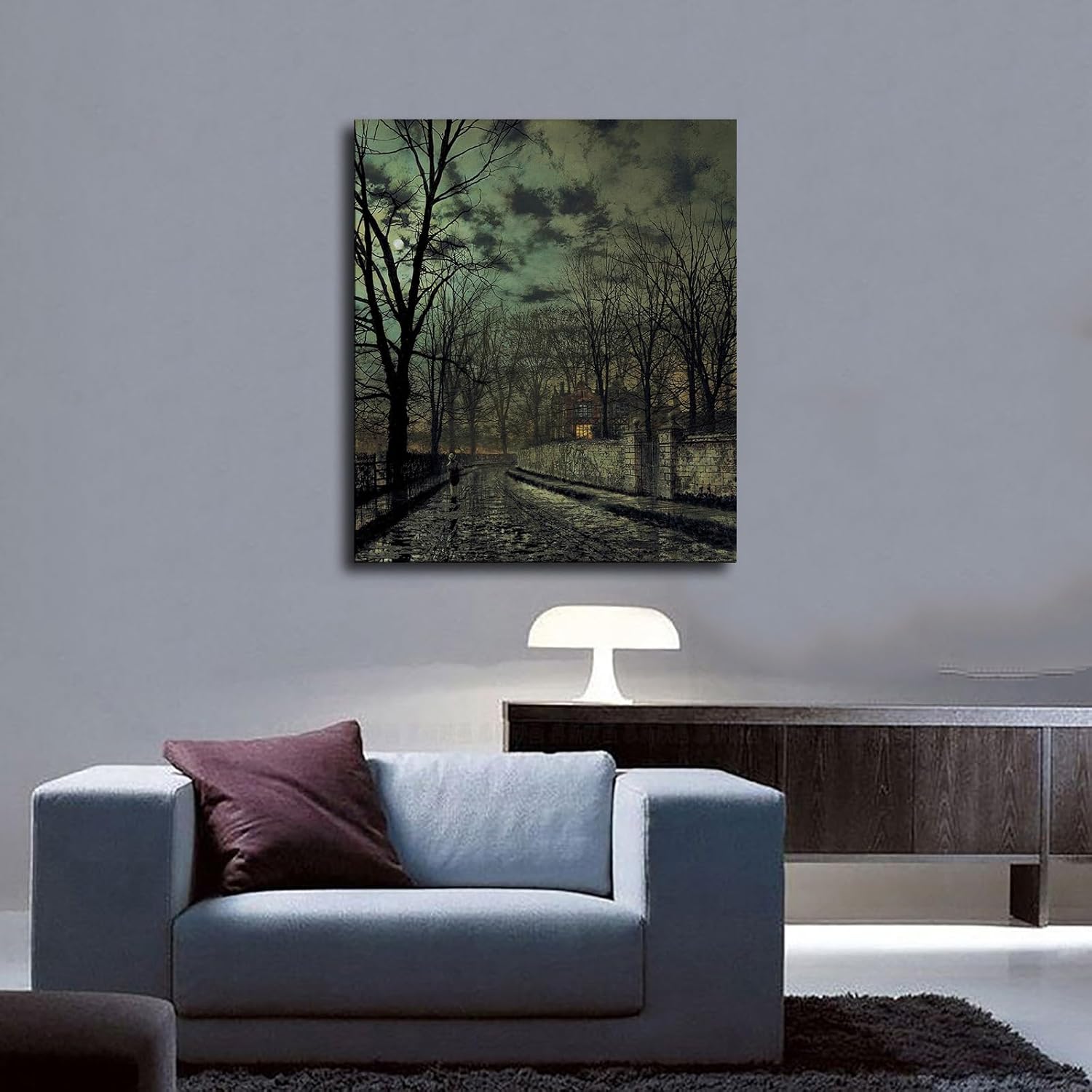 Noviembre (1879) John Atkinson Grimshaw – Póster de impresión artística moderna para dormitorio familiar, decoración de oficina (24 x 36 pulgadas,