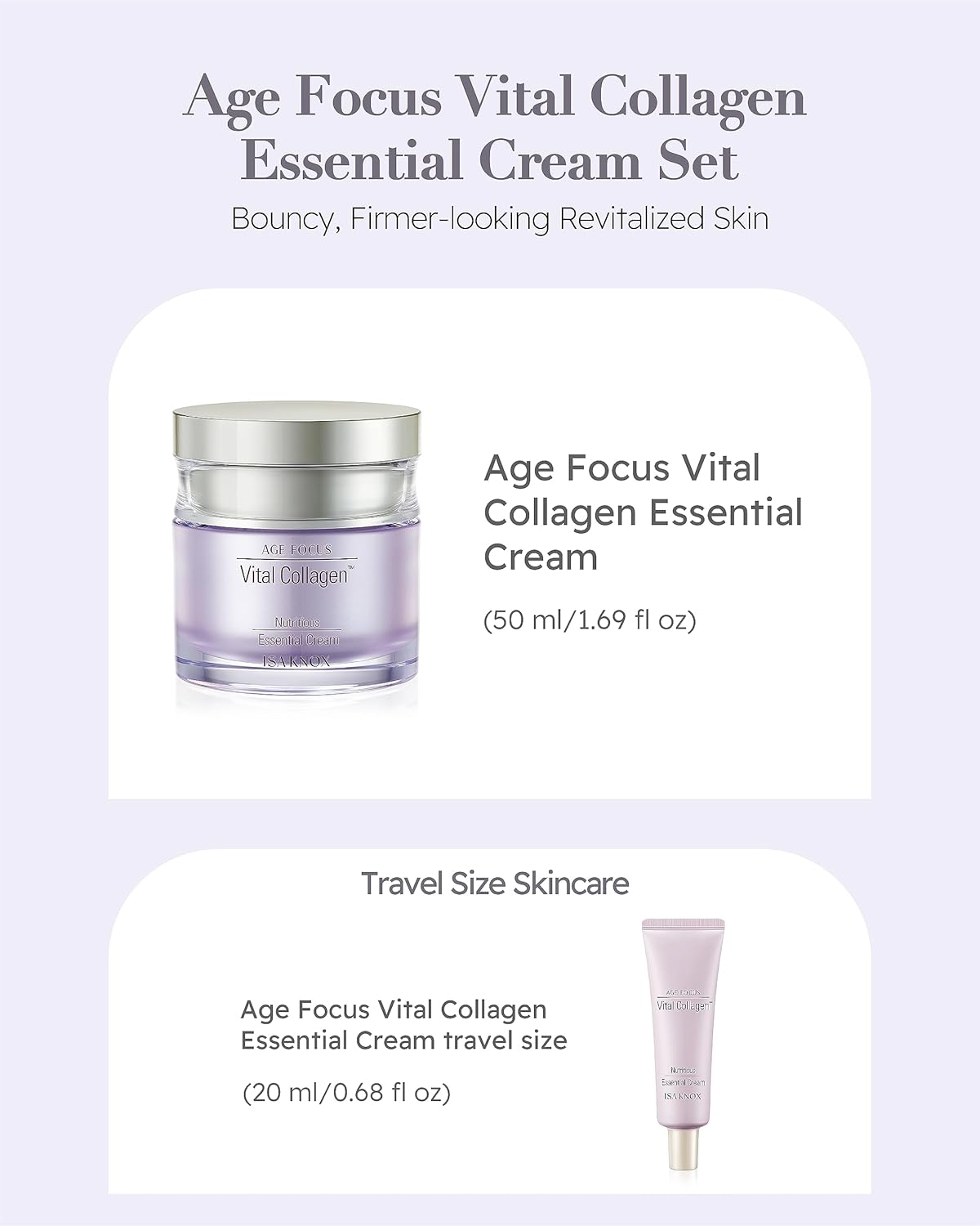 Isa Knox AGE FOCUS VITAL COLLAGEN Crema esencial (2.4 fl oz)  Cuidado de la piel coreano, hidratante por LG Beauty. Colágeno hidrolizado, vitaminas