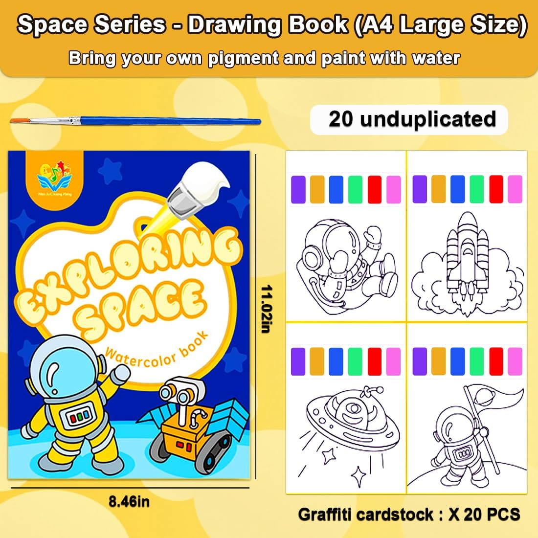 YXOTJHS Juegos de pintura de acuarela para niños, pintura grande con libros de agua, libros de acuarela para colorear para niños de 4 a 8 años,