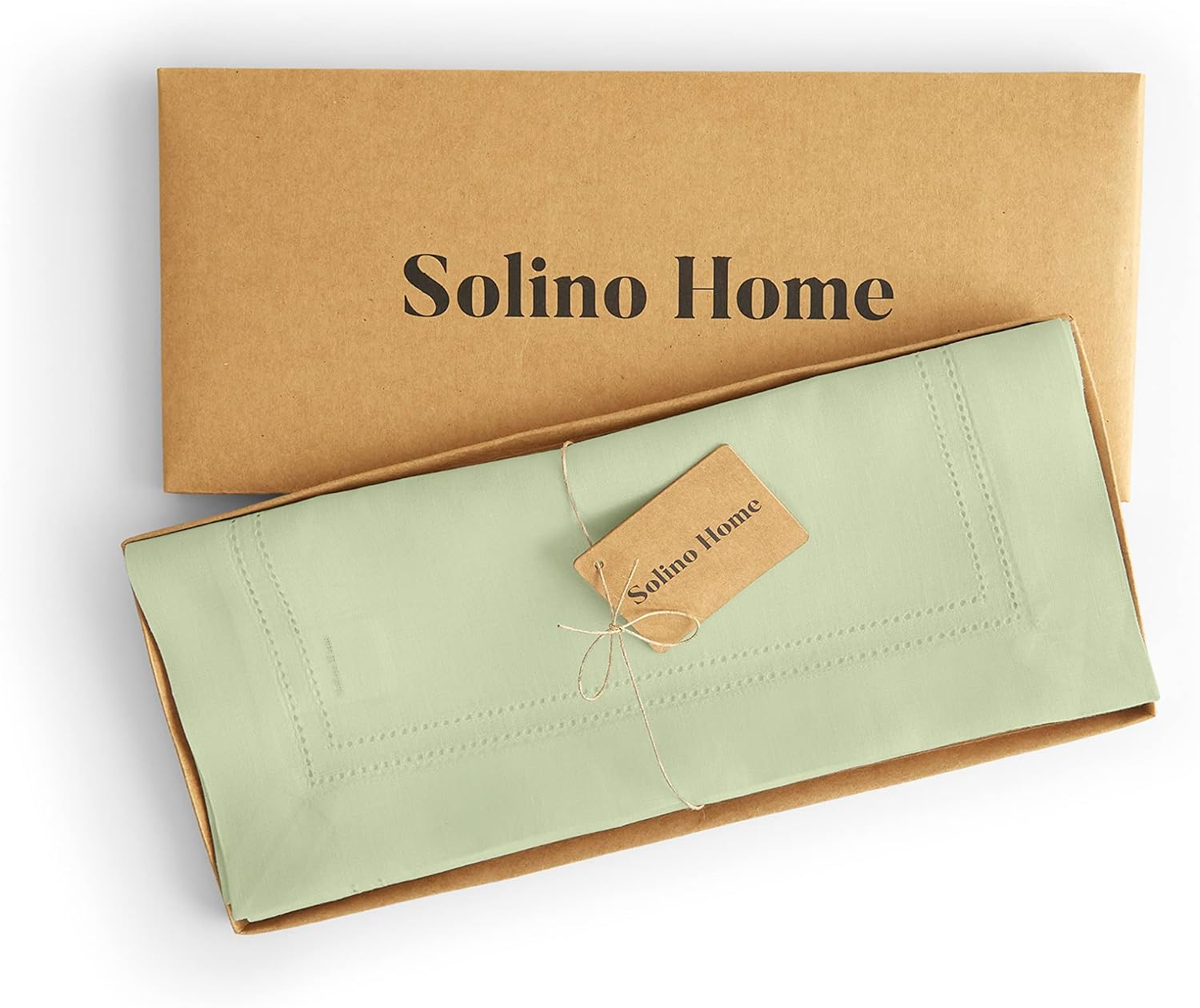 Solino Home Camino de mesa de lino  Verde salvia 14 x 48 pulgadas  Camino de mesa de tela de lino 100% puro con doble vainica  Lavable a máquina y
