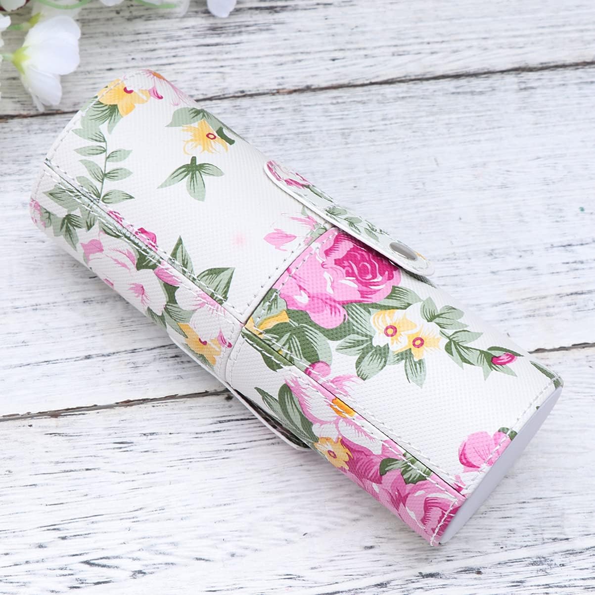 EXCEART Estuche para brochas de viaje, soporte para brochas de maquillaje con tapa, de piel sintética, cubo de almacenamiento de cosméticos para