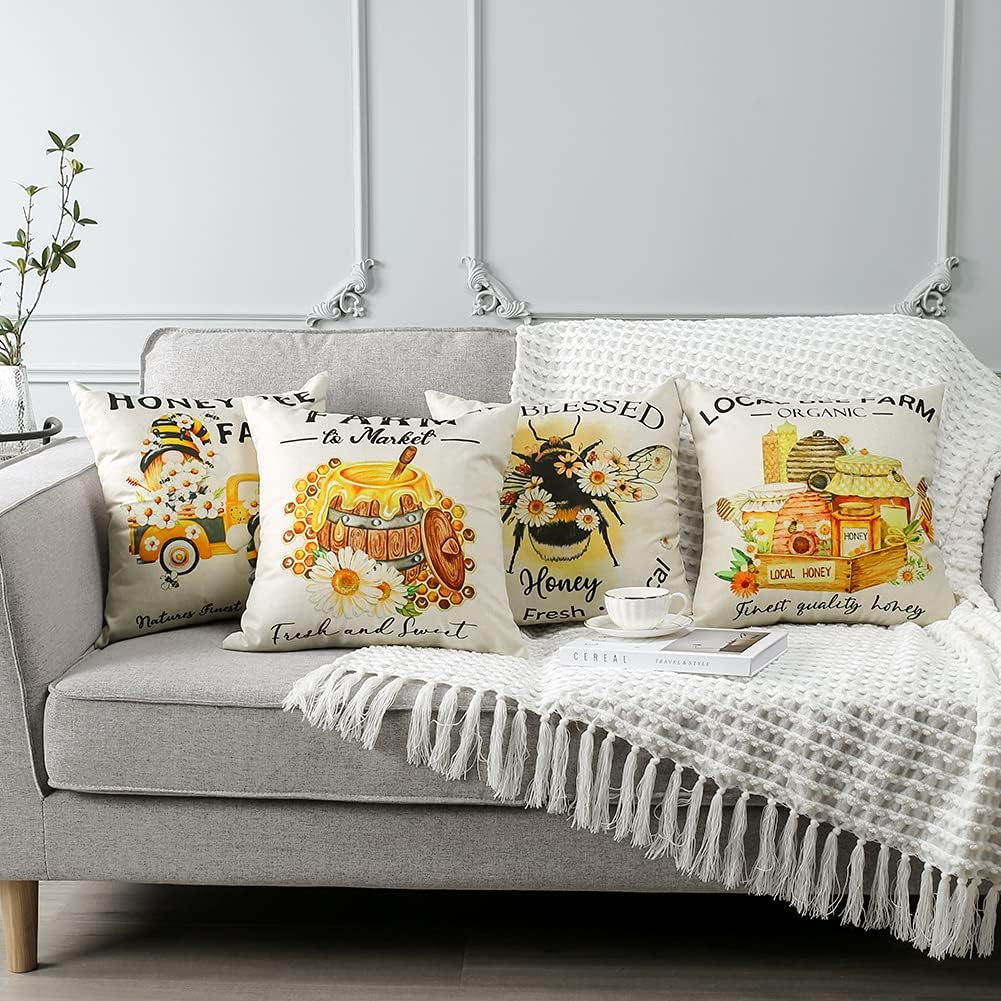OTOSTAR Paquete de 4 fundas de almohada impermeables para exteriores, decorativas, cuadradas, para jardín, 18 x 18 pulgadas, para decoración de