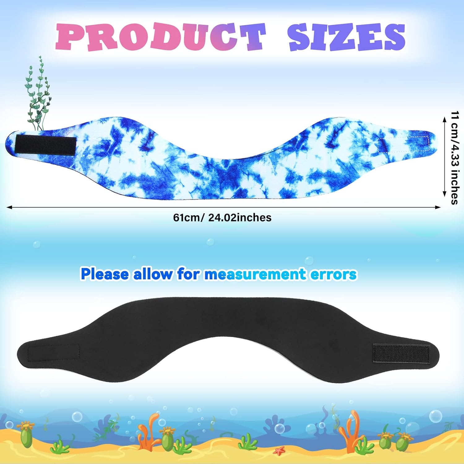 Honoson 6 diademas de natación para niños y adultos, impermeables, anchas, bandas de natación ajustables para protección de oídos