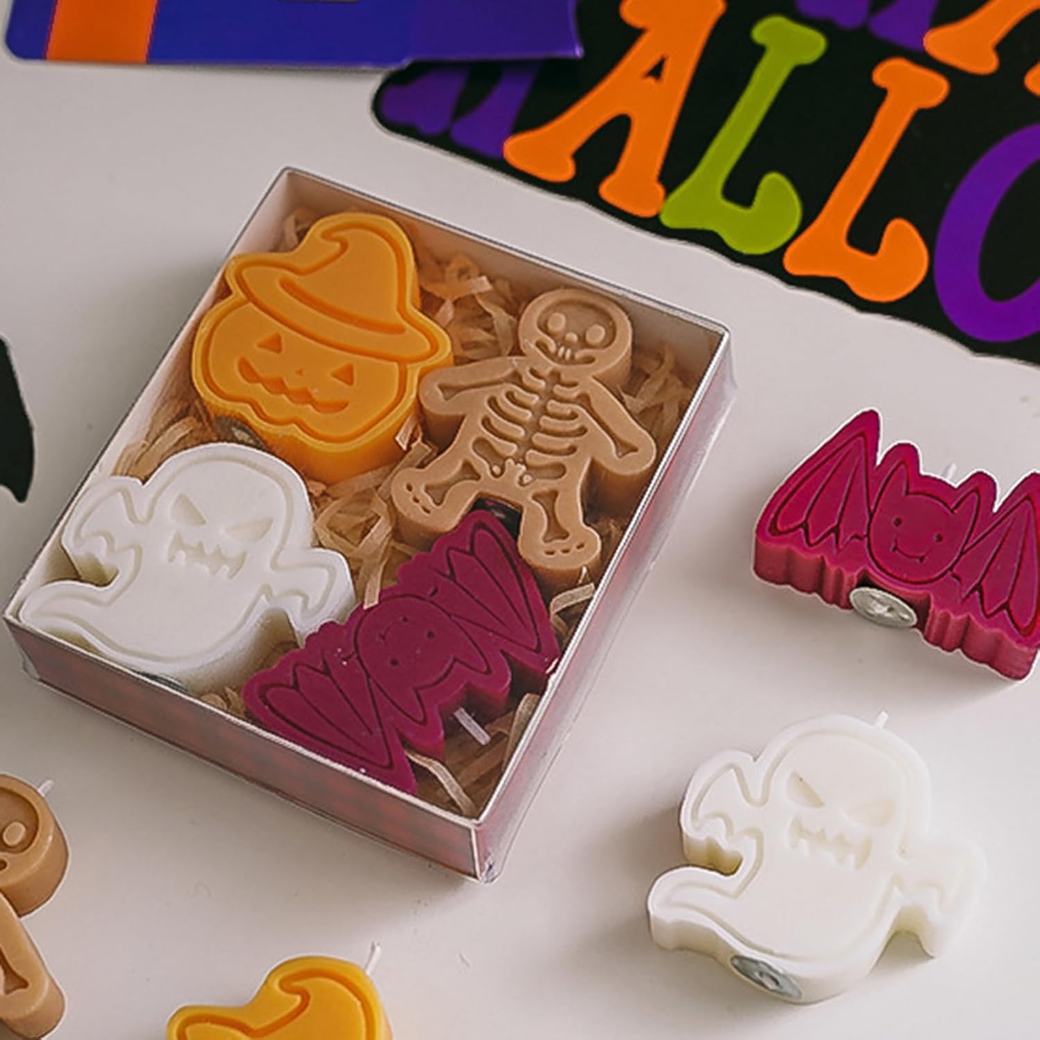 Vela perfumada de calabaza de esqueleto de Halloween creativa, fragancias divertidas y festivas, regalo de alta artesanía, caja de regalo perfumada