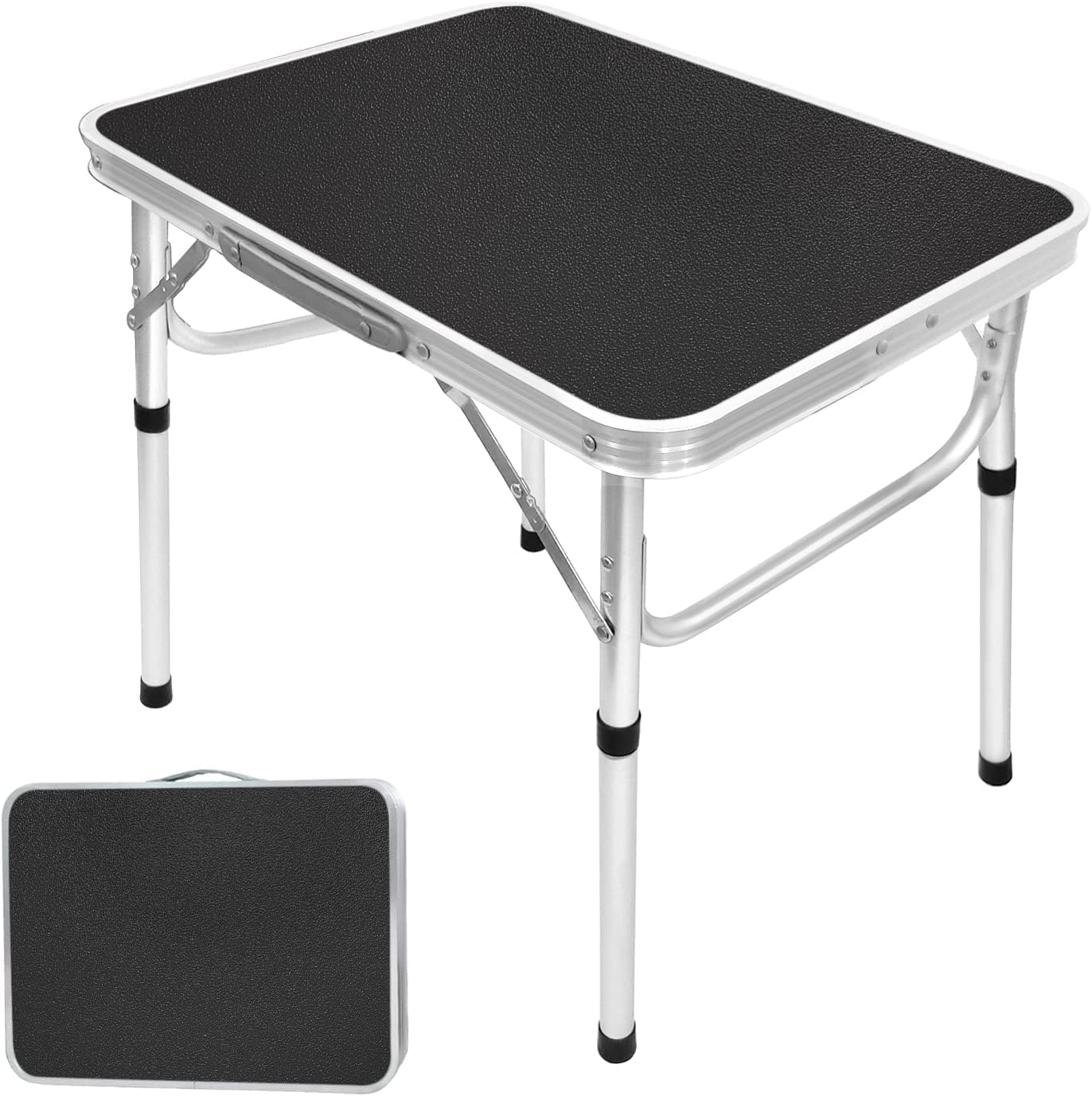 Mesa plegable pequeña, mesa de campamento portátil, altura ajustable, mesa de picnic de 2 pies, mesas de comedor plegables ligeras con patas de