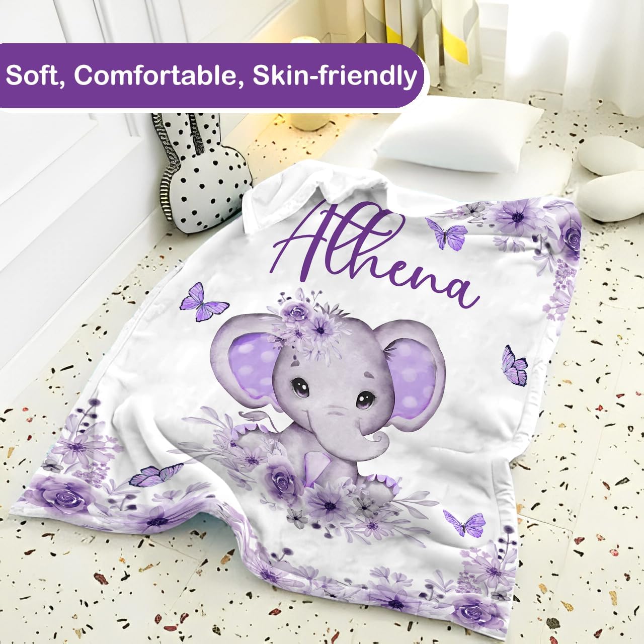 Manta de bebé personalizada para niñas, manta de bebé personalizada con nombre, suave y acogedora manta personalizada con nombre para niños, manta
