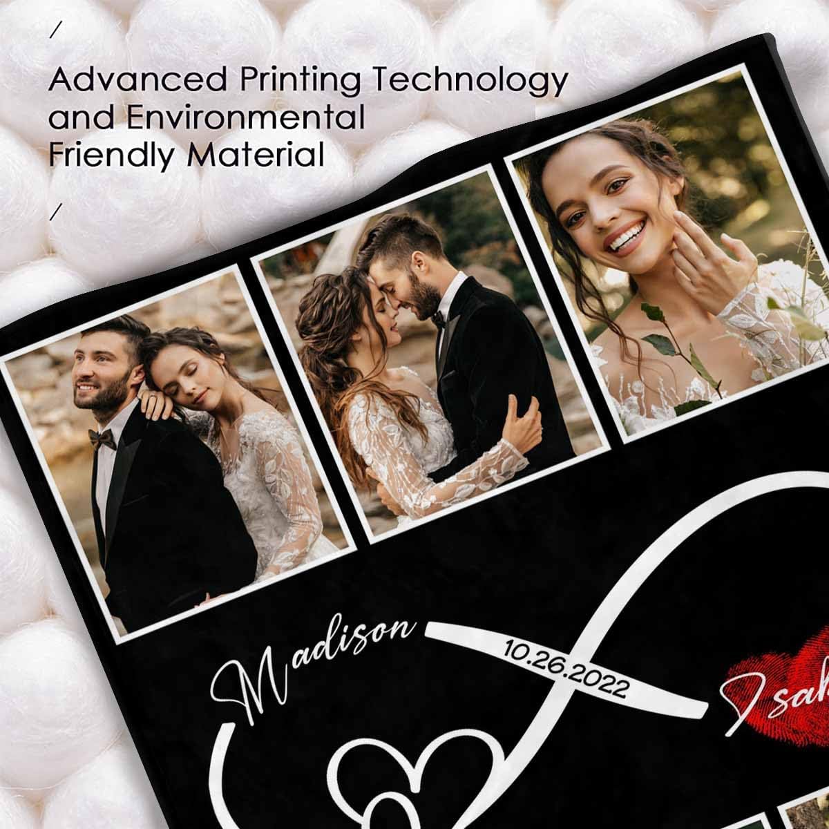 InterestPrint Manta de fotos personalizada para pareja, novio, novia, manta personalizada de 6 fotos, manta personalizada de aniversario y boda para
