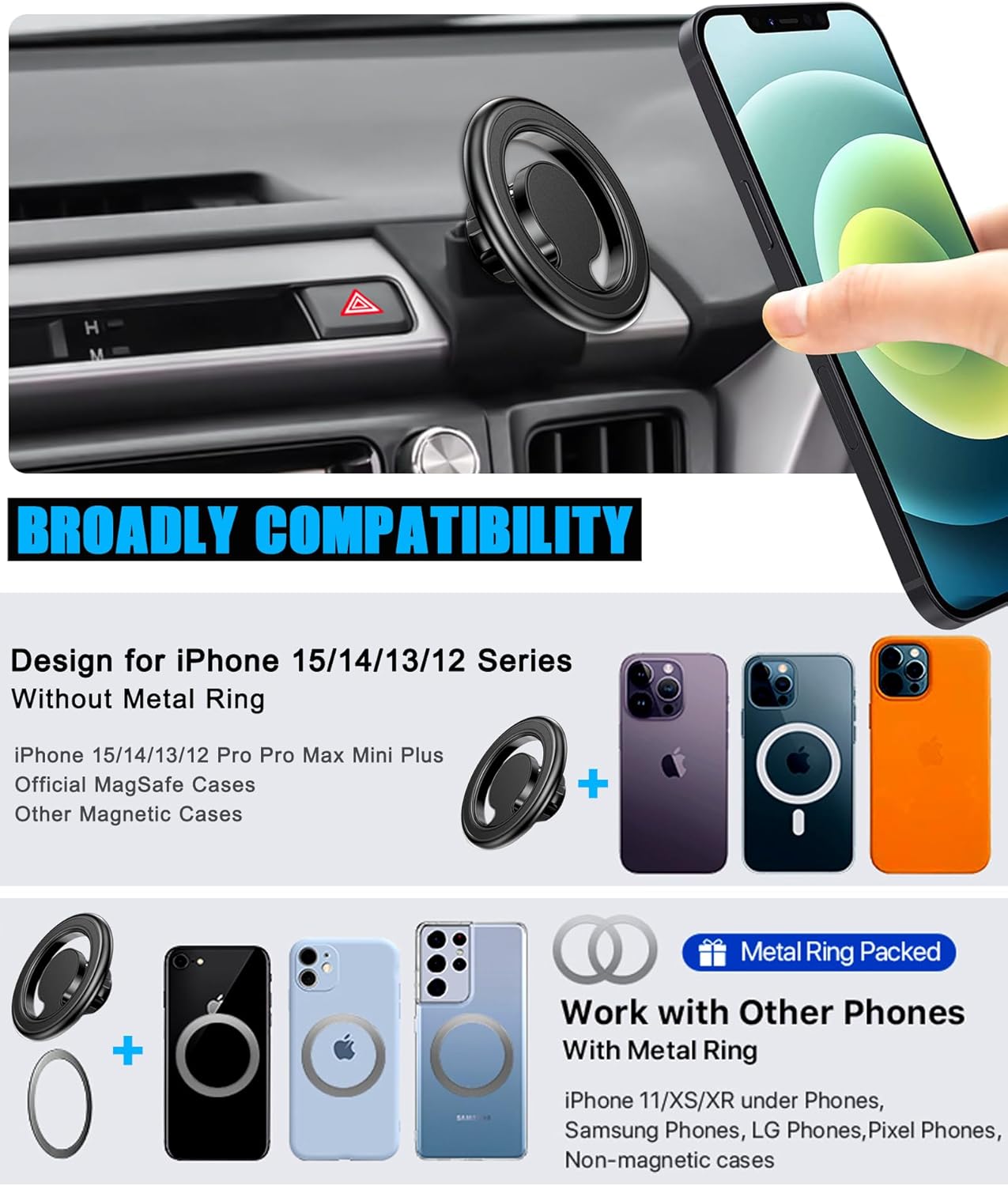 Soporte de teléfono para automóvil Magsafe, soporte ajustable para ventilación de aire, soporte de tablero de cunas automáticas para Toyota RAV4
