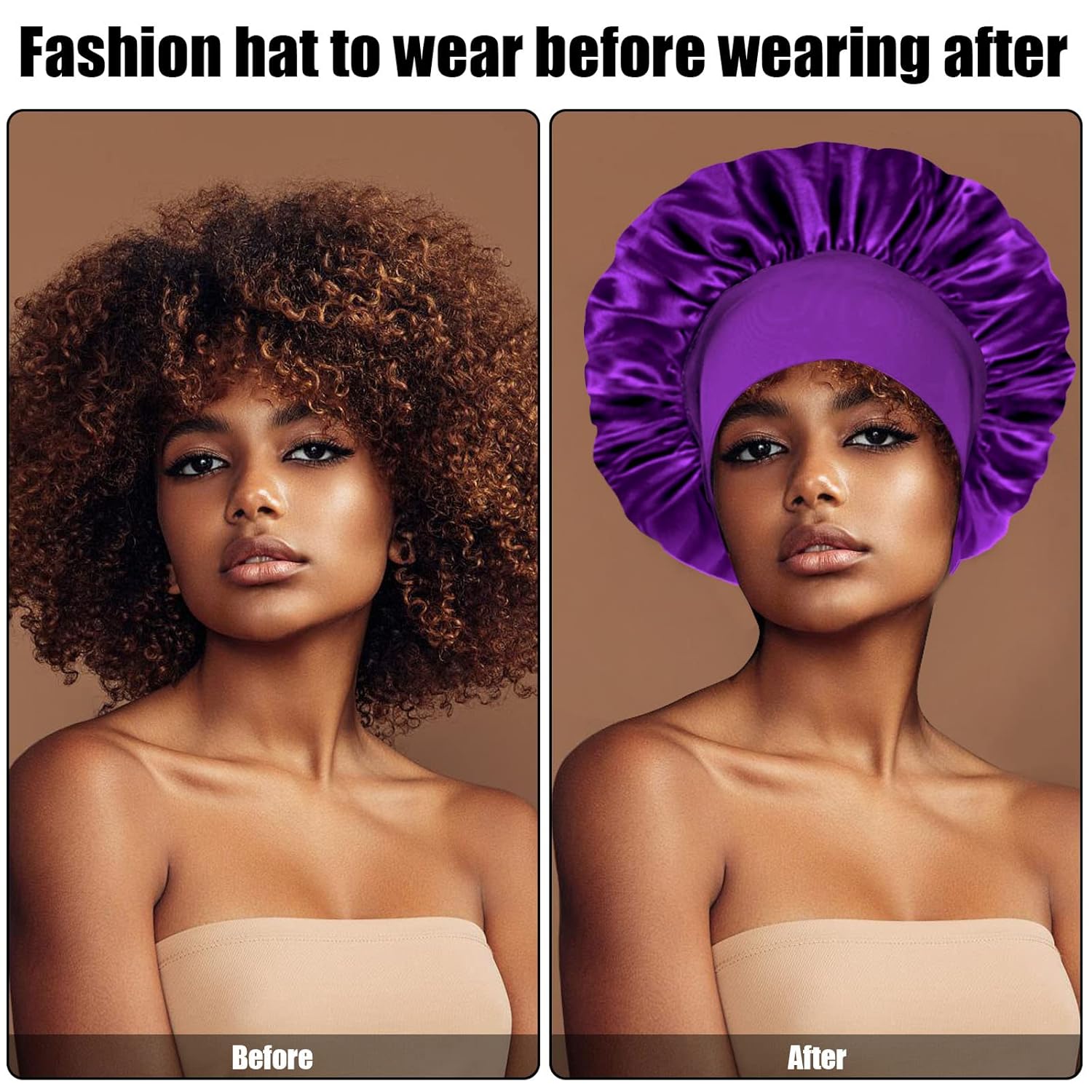 4 gorros de satén de seda para dormir, banda ancha elástica para el cabello de seda para dormir, mujeres negras, hombres, gorros de seda para