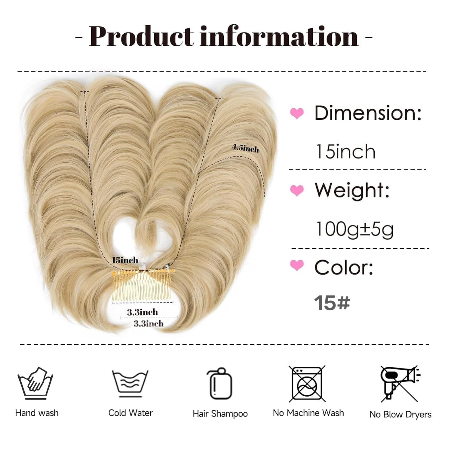 Extensión de cabello con moño desordenado, cola de caballo con peine lateral, color rubio champán, extensión de cola de caballo sintética para mujer