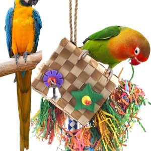 Bissap Juguetes para masticar pájaros, trituradora de forraje de loro, palmera natural, jaula colgante de juguete para conure Lovebird Budgie Bissap Juguetes para masticar pájaros, trituradora de forraje de loro, palmera natural, jaula colgante de juguete para conure Lovebird Budgie