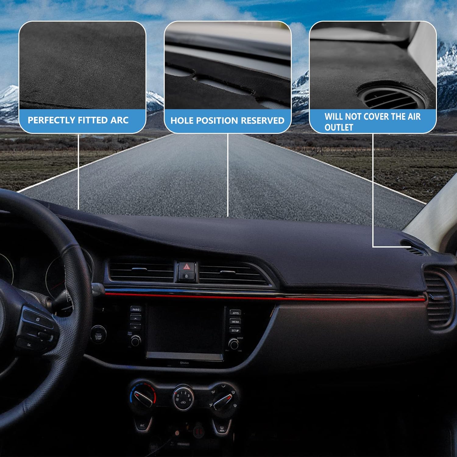 YNWON Funda de franela negra para salpicadero de automóvil, compatible con volante a la izquierda, Infiniti G25 G35 G37 Q40 2007-2015Nissan Skyline