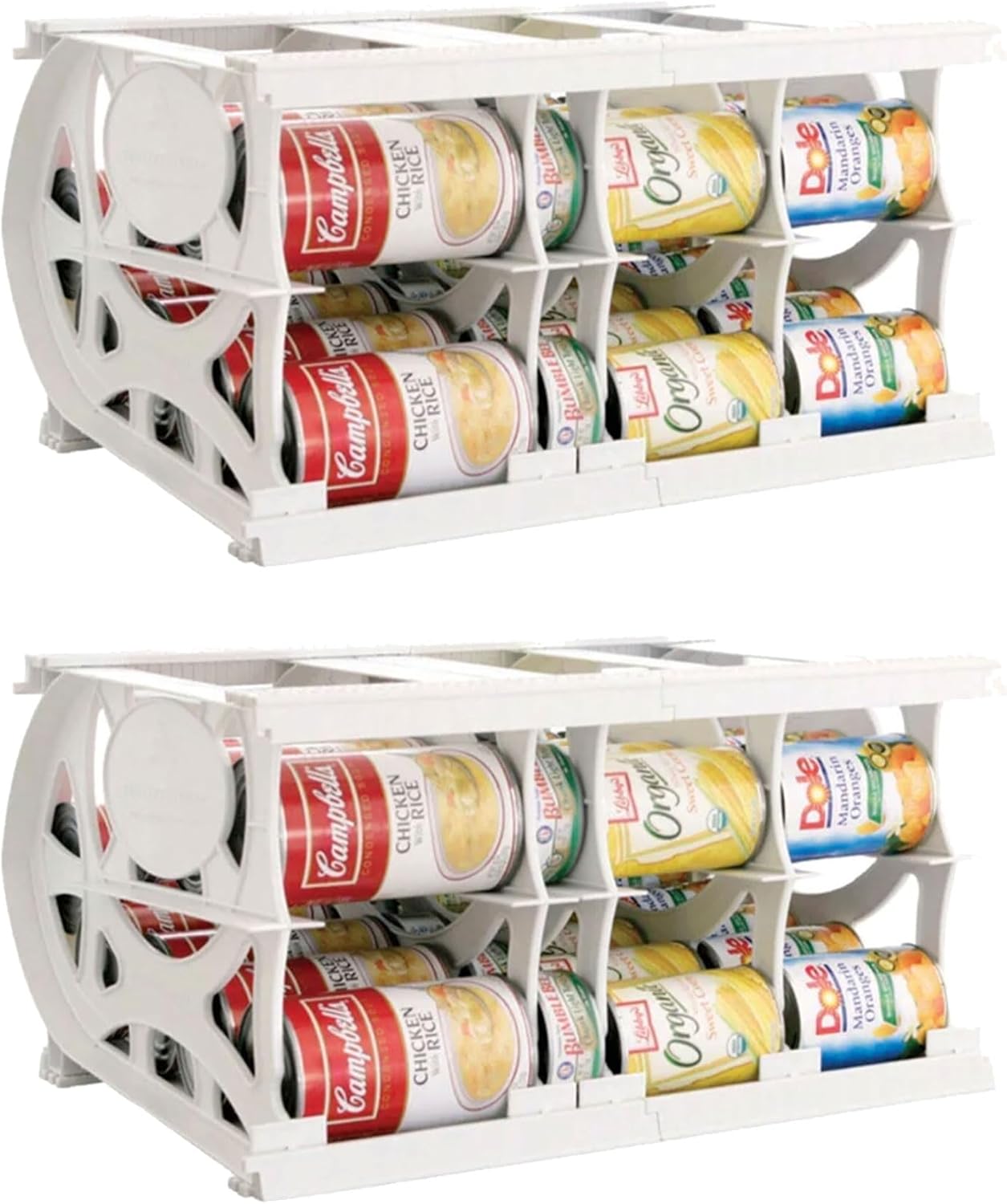 Shelf Reliance Alimento compacto de despensa Cansolidator con sistema de rotación, ensamblaje entrelazado y paneles ajustables con capacidad para