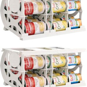 Shelf Reliance Alimento compacto de despensa Cansolidator con sistema de rotación, ensamblaje entrelazado y paneles ajustables con capacidad para Shelf Reliance Alimento compacto de despensa Cansolidator con sistema de rotación, ensamblaje entrelazado y paneles ajustables con capacidad para
