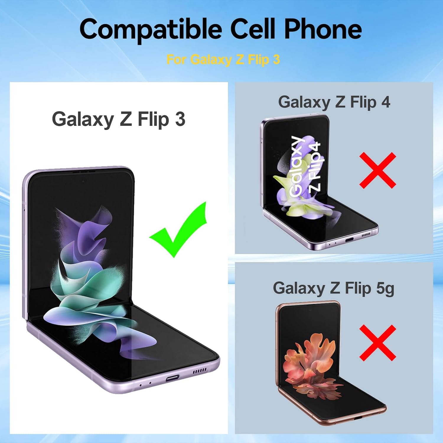 Vizvera Paquete de 2 protectores de pantalla para Galaxy Z Flip 3, película EPU + 2 unidades Flip 3 película flexible de pantalla interna HD