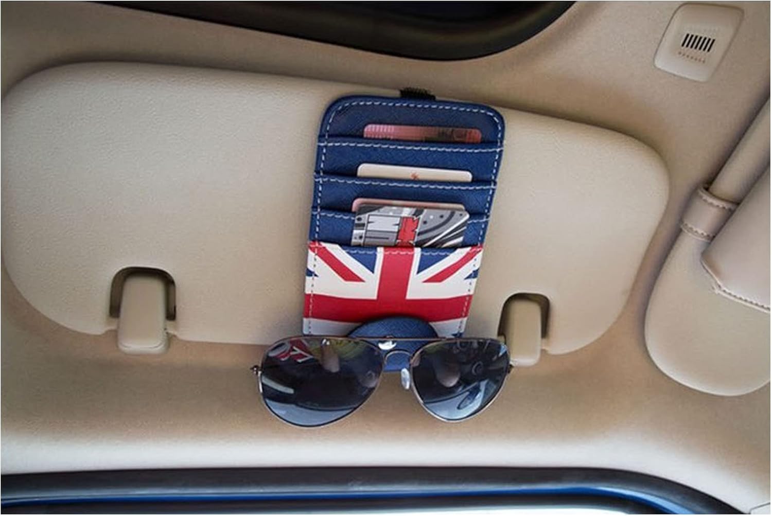 Dabok – Soporte para tarjetas de bandera británica Union Jack, clip para visera de automóvil, accesorios universales para interiores de automóvil,