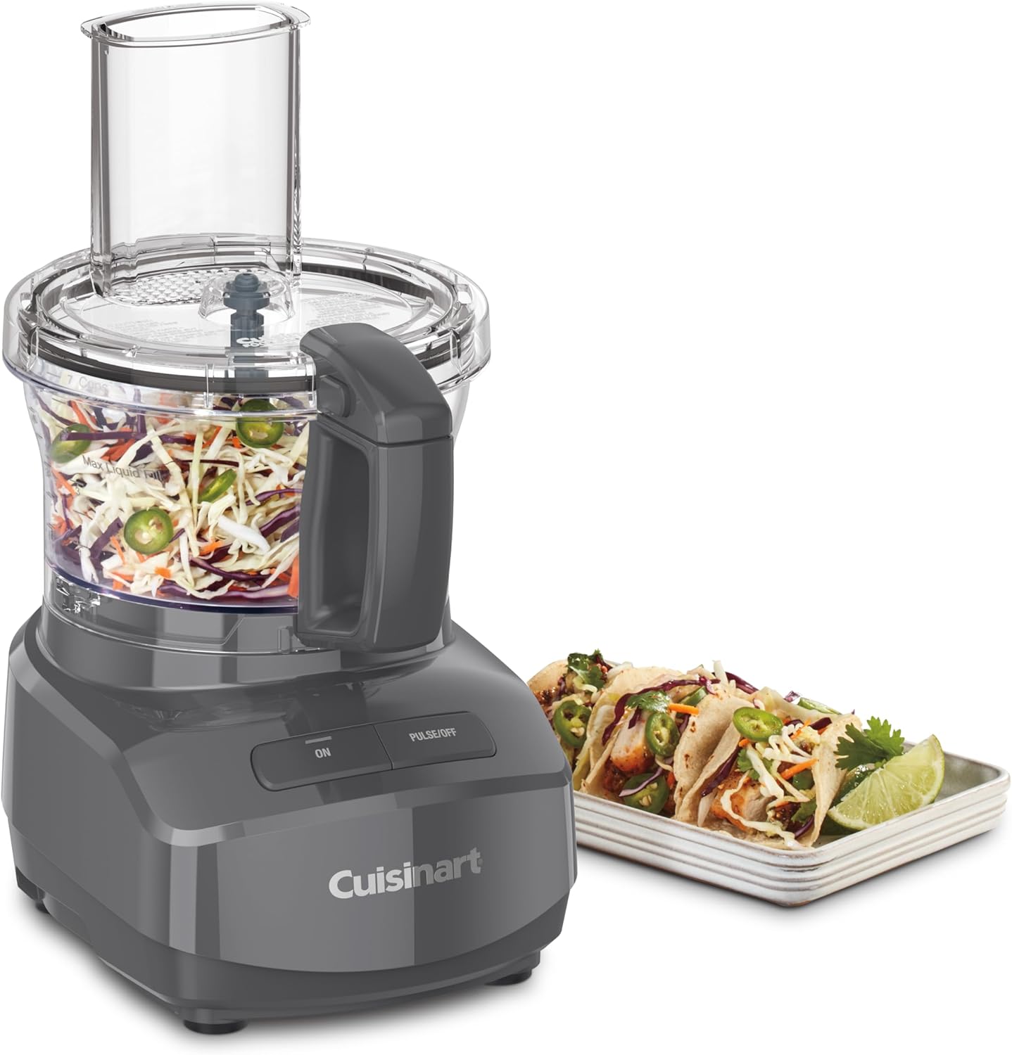 Cuisinart Procesador de alimentos de diseño elegante y moderno de 7 tazas con dos controles fáciles y cuchilla universal para picar, mezclar y masar