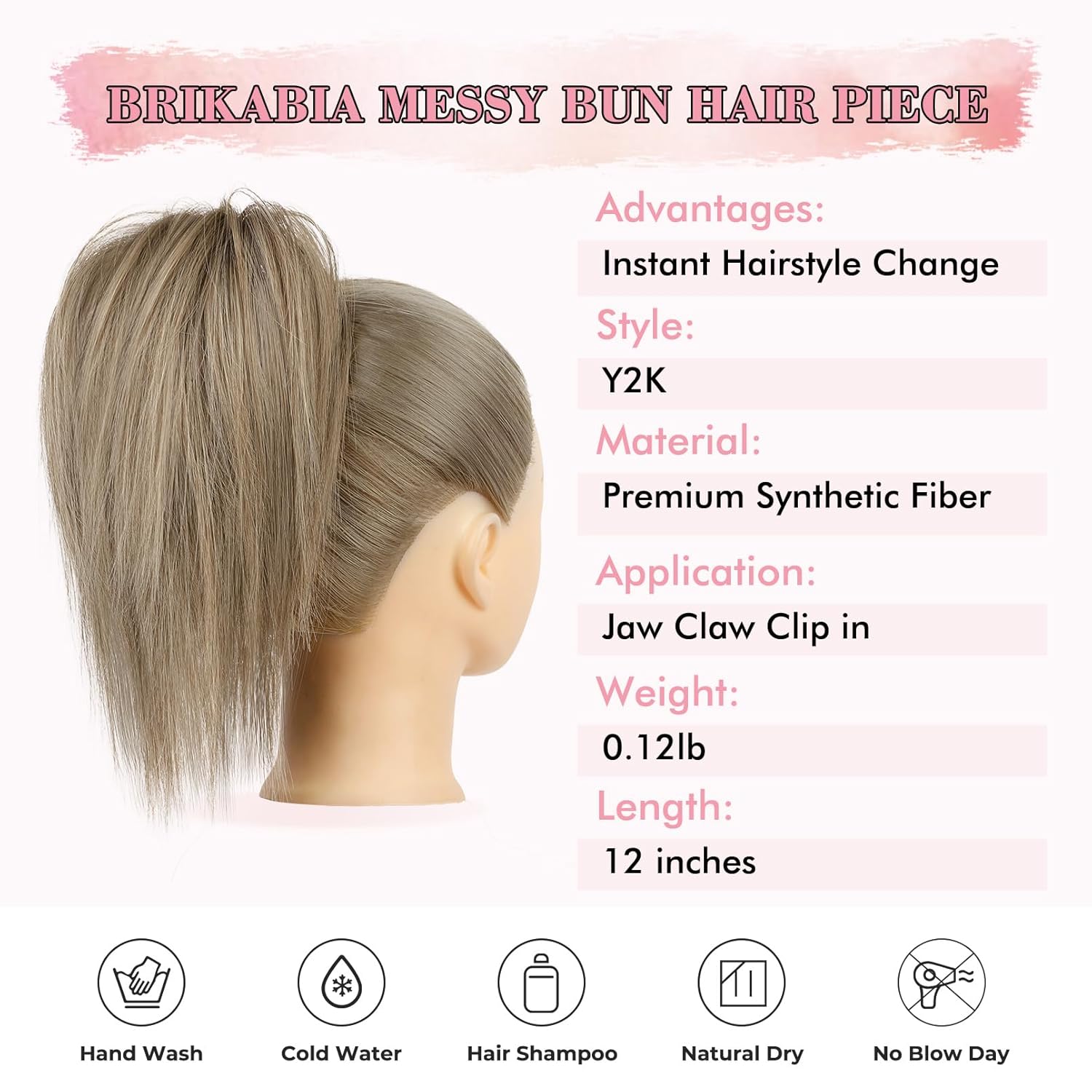Moños de pelo, clip de garra, pieza de pelo desordenado para mujer, extensión de pelo corto de cola de caballo, extensión de pelo despeinado hacia