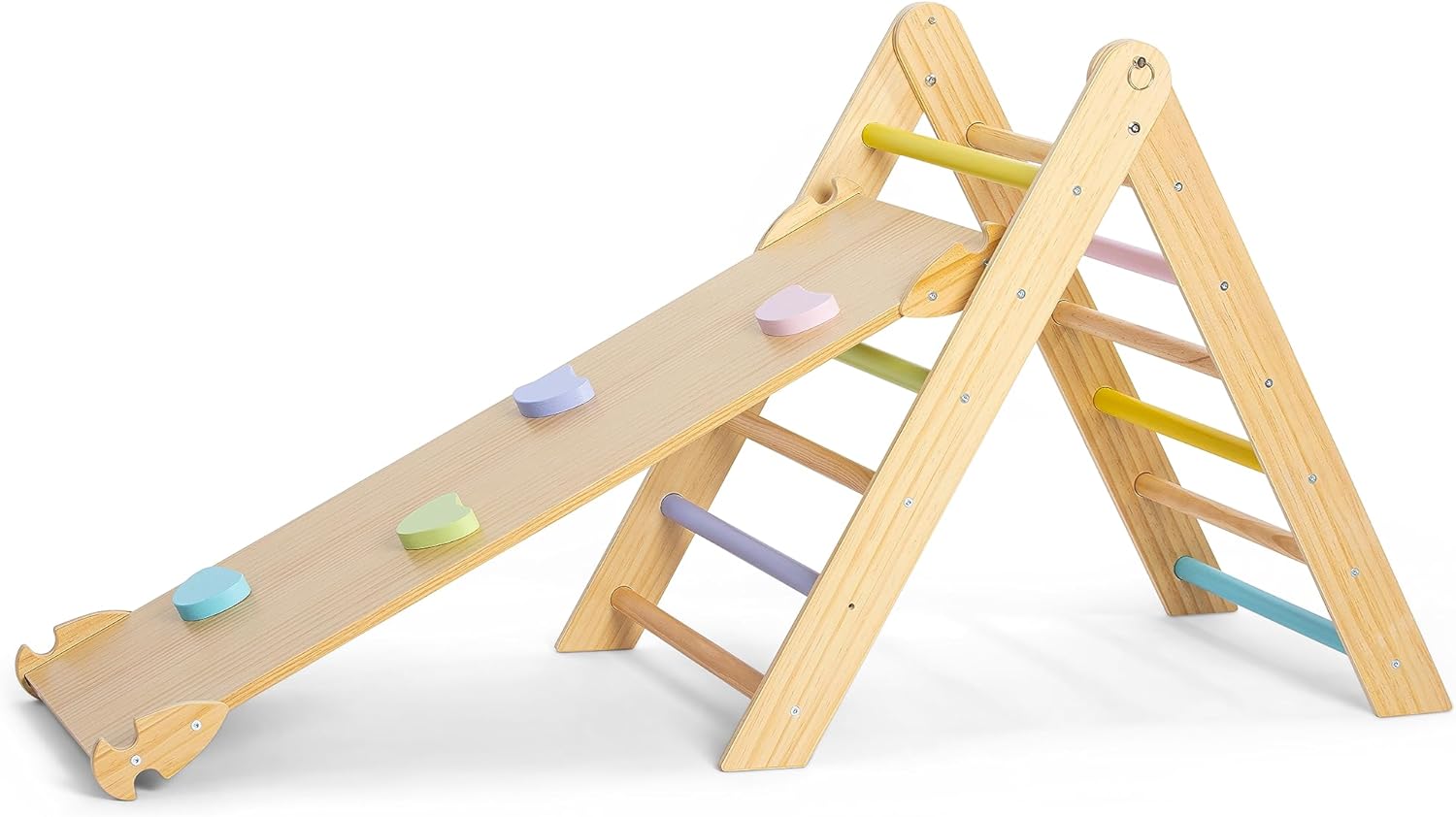 Avenlur Cedar – Juego de gimnasio 5 en 1 para interiores, juego de escalada Montessori con arco, escalera triangular ajustable, rampa de escalada,