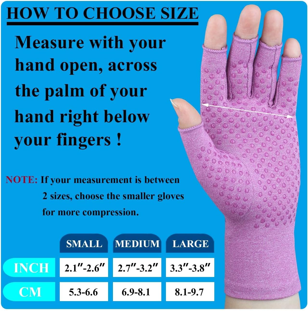 2 pares de guantes de artritis para dolor, guantes de compresión sin dedos para túnel carpiano, osteoartritis, articulación, escribir, conducir,