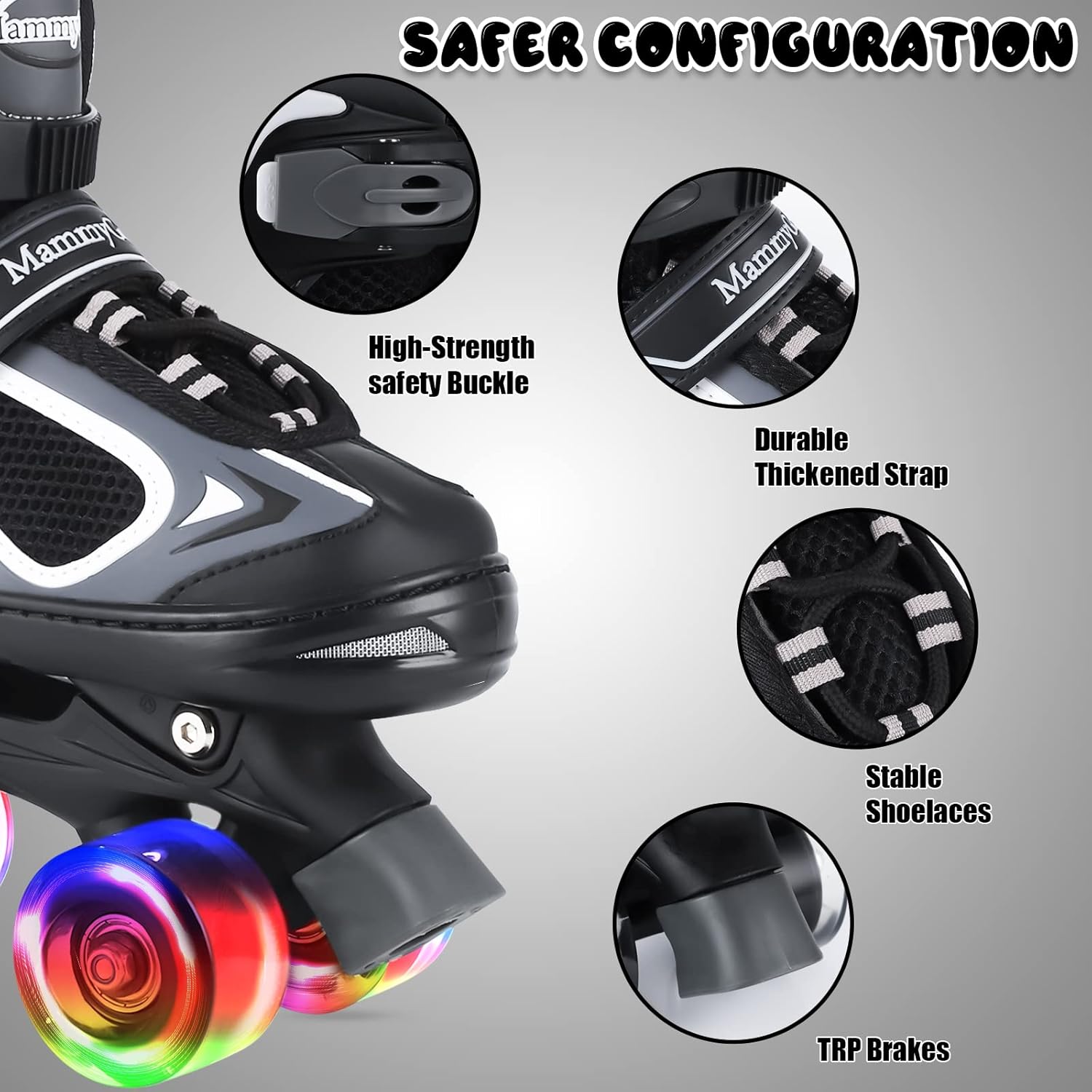Nattork – Patines de ruedas para niños y niñas, 4 tamaños, patines ajustables con ruedas iluminadas, divertidos patines para niños pequeños,