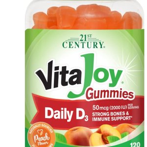 21st Century VitaJoy Daily Vitamina D3 50 mcg (2,000 UI) Gomitas, melocotón, 120 unidades 21st Century VitaJoy Daily Vitamina D3 50 mcg (2,000 UI) Gomitas, melocotón, 120 unidades