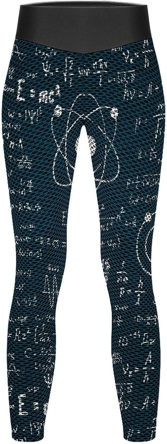Physical Mathematics Science Formula High Waist Yoga Pants Tummy Control Workout Leggings for Women