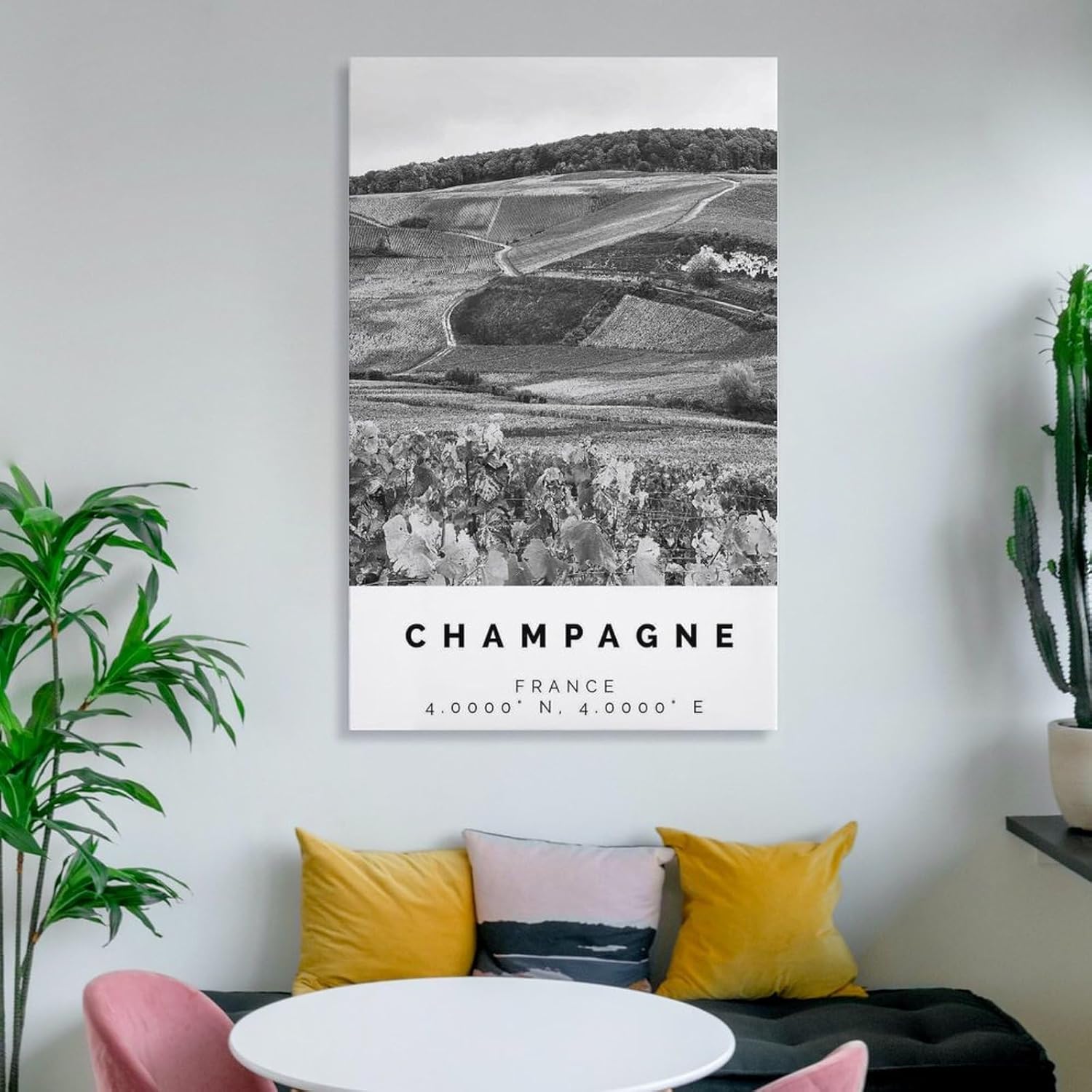 Póster de champán con impresión en blanco y negro, arte de pared de champán, impresión fotográfica de champán, póster de regalo de champán, pintura