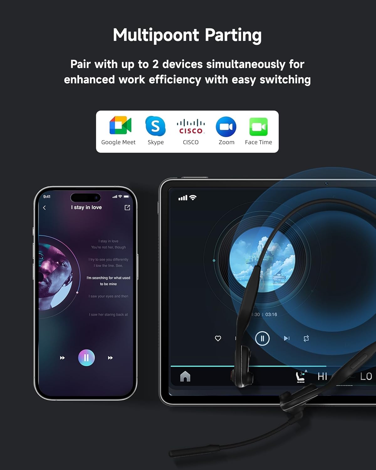 IFECCO – Auriculares de conducción de oído abierto con micrófono, auriculares Bluetooth 5.3 con micrófono de cancelación de ruido, auriculares