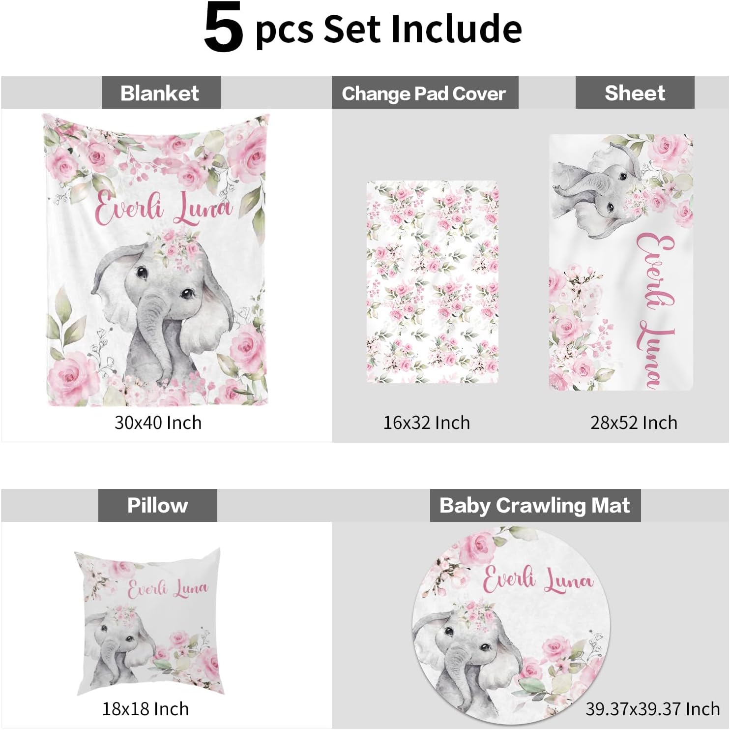 Juego de ropa de cama personalizada para cuna decoración personalizada para guardería, manta de bebé, sábana bajera para cuna, funda para cambiador,