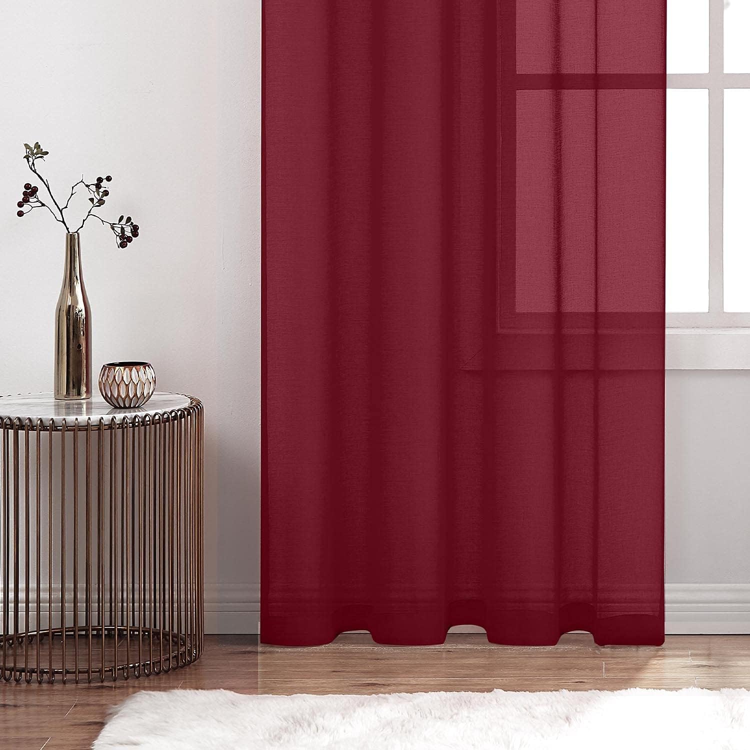 July Joy Cortinas semitransparentes con aspecto de lino para dormitorio, sala de estar con ojales, cortinas de gasa sólida filtrantes de luz, juego