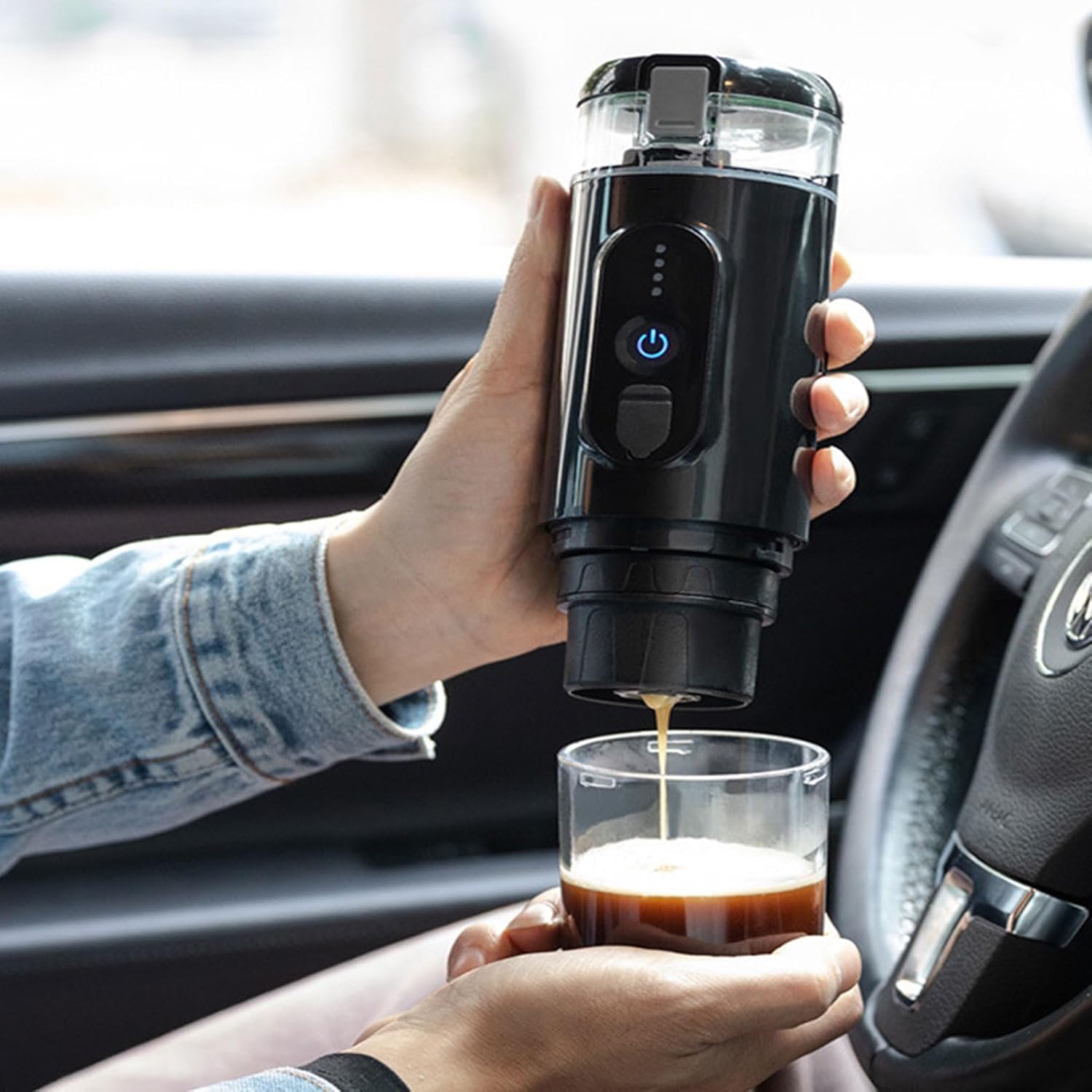 TOPINCN Cafetera portátil, cafetera de viaje a presión de 18 bares, compatible con cápsula y carga USB de tierra para viajes, oficina