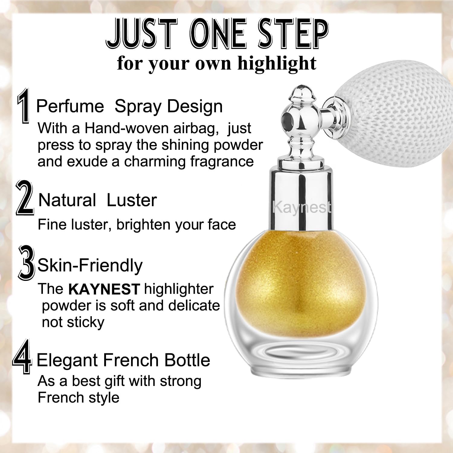 KAYNEST – Polvo brillante en aerosol, brillo corporal con purpurina facial, resaltador de alto brillo, maquillaje suelto para mujeres, cabello y