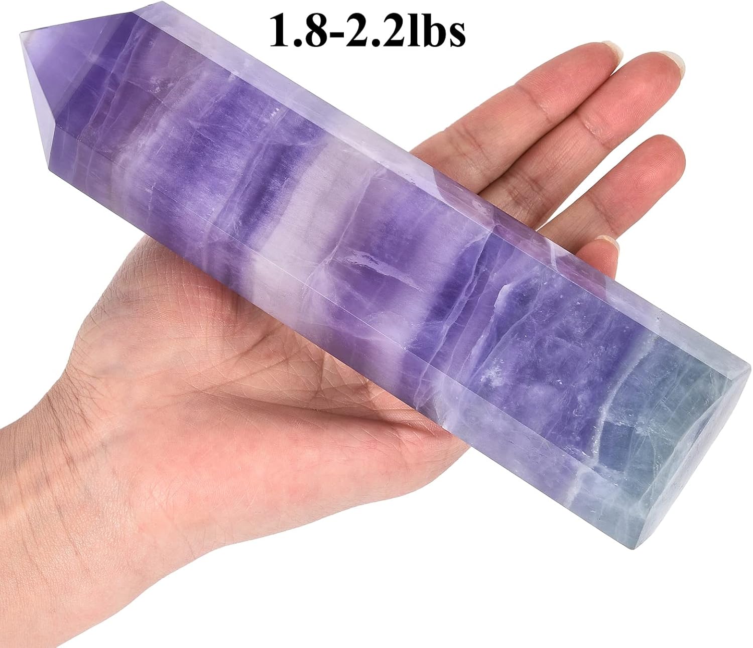 AMOYSTONE Torres de obelisco de cristal curativo grande, varita de punto de fluorita violeta púrpura para decoración del hogar, curación de reiki,