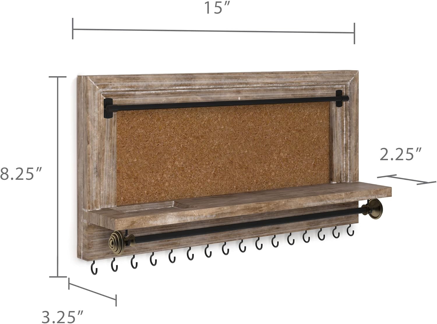 Barnyard Designs Organizador de joyas colgante para montar en la pared, aretes, collar y pulsera con estante para anillos, estante de almacenamiento