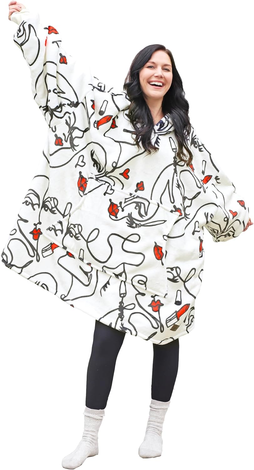 Catalonia Sudadera con capucha de gran tamaño con estampado de cara abstracta, sudadera gigante de sherpa para adultos, hombres, mujeres,