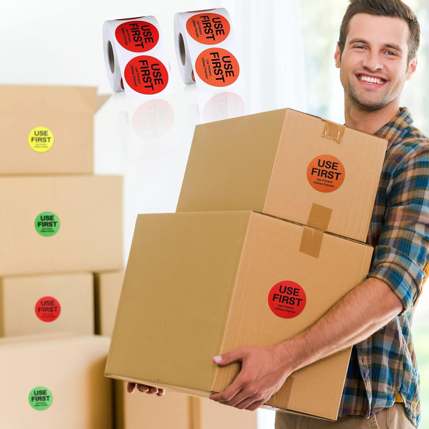 2000 unidades, etiquetas de control de inventario de 1.5 pulgadas para servicio de alimentos, etiquetas adhesivas permanentes para alimentos,