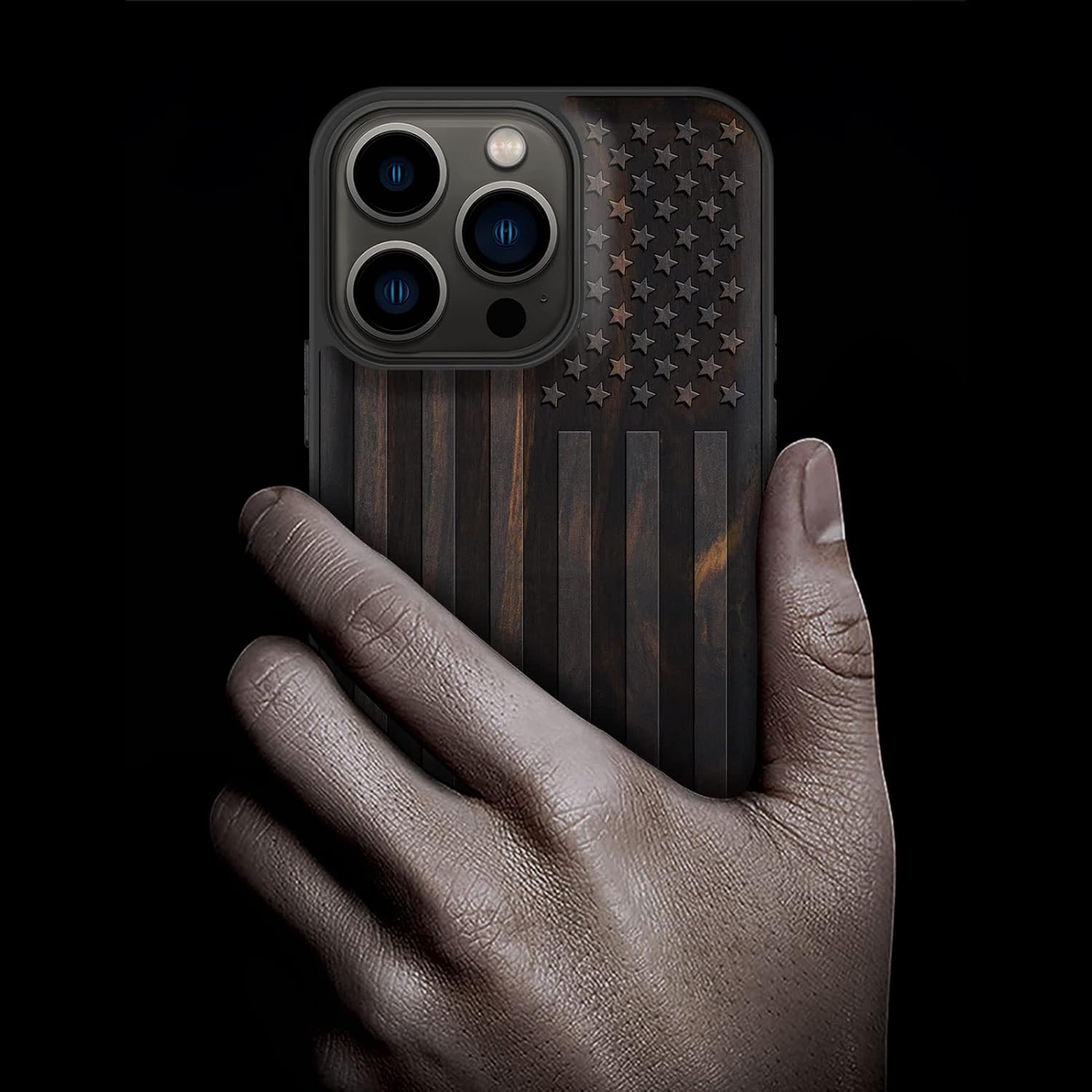 Carveit Funda magnética de madera para iPhone 13 Pro madera real dura y TPU suave a prueba de golpes, funda protectora híbrida única y elegante de