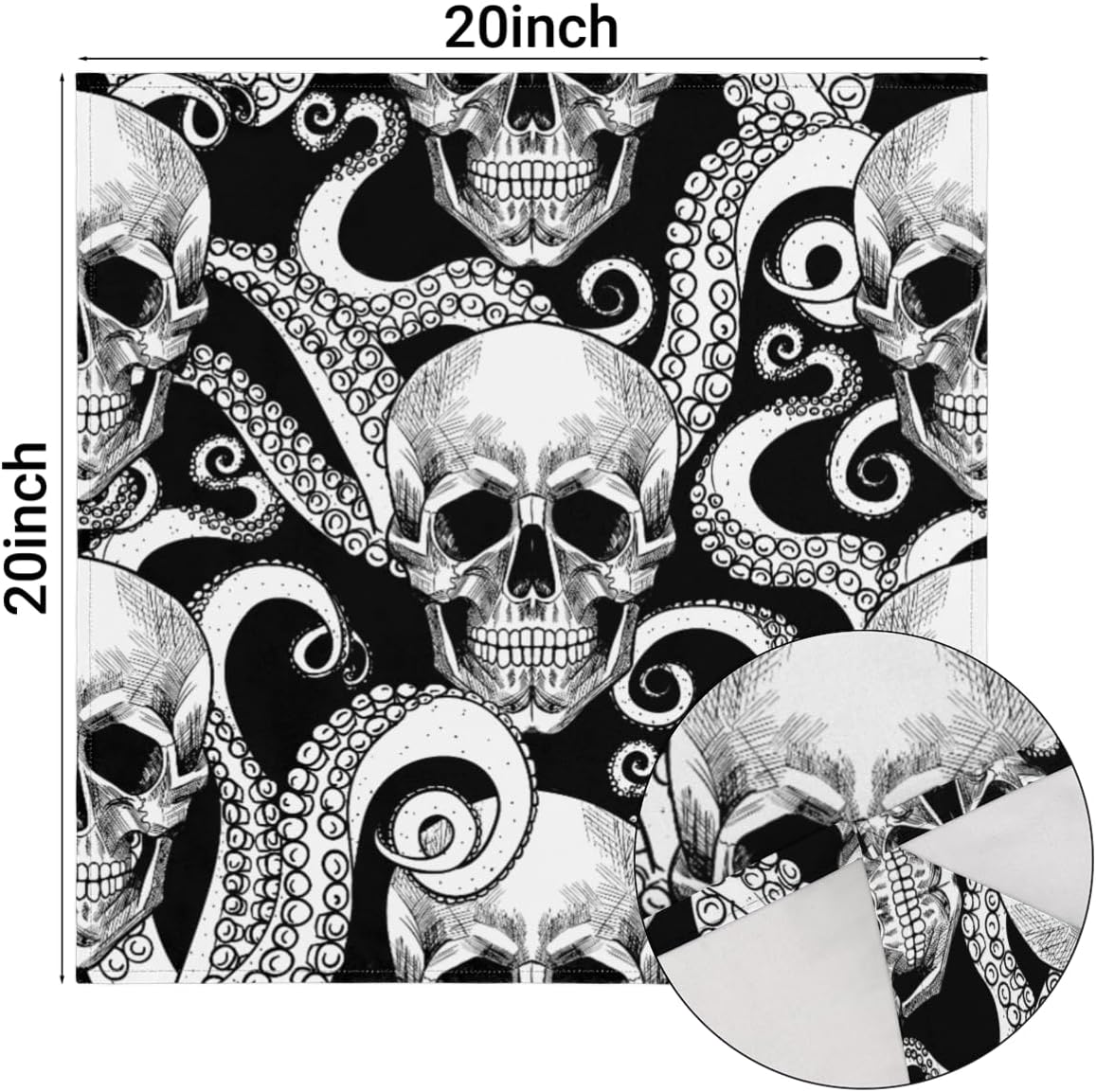 Cloth Napkins Set of 6 Octopus Skull 20×20 Inch Cloth Napkins Octopus Tentacle Washable Reusable Kitchen Dinner Napkins Table Decor for Wedding,