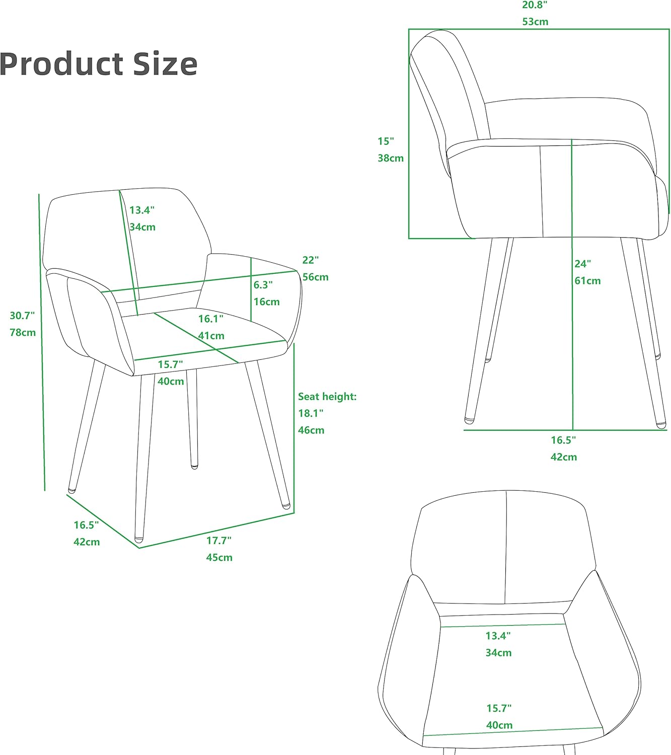 Goujxcy Silla de tocador de tela, sillas de escritorio de maquillaje modernas para niñas y mujeres, elegante sillón de ocio, silla lateral tapizada