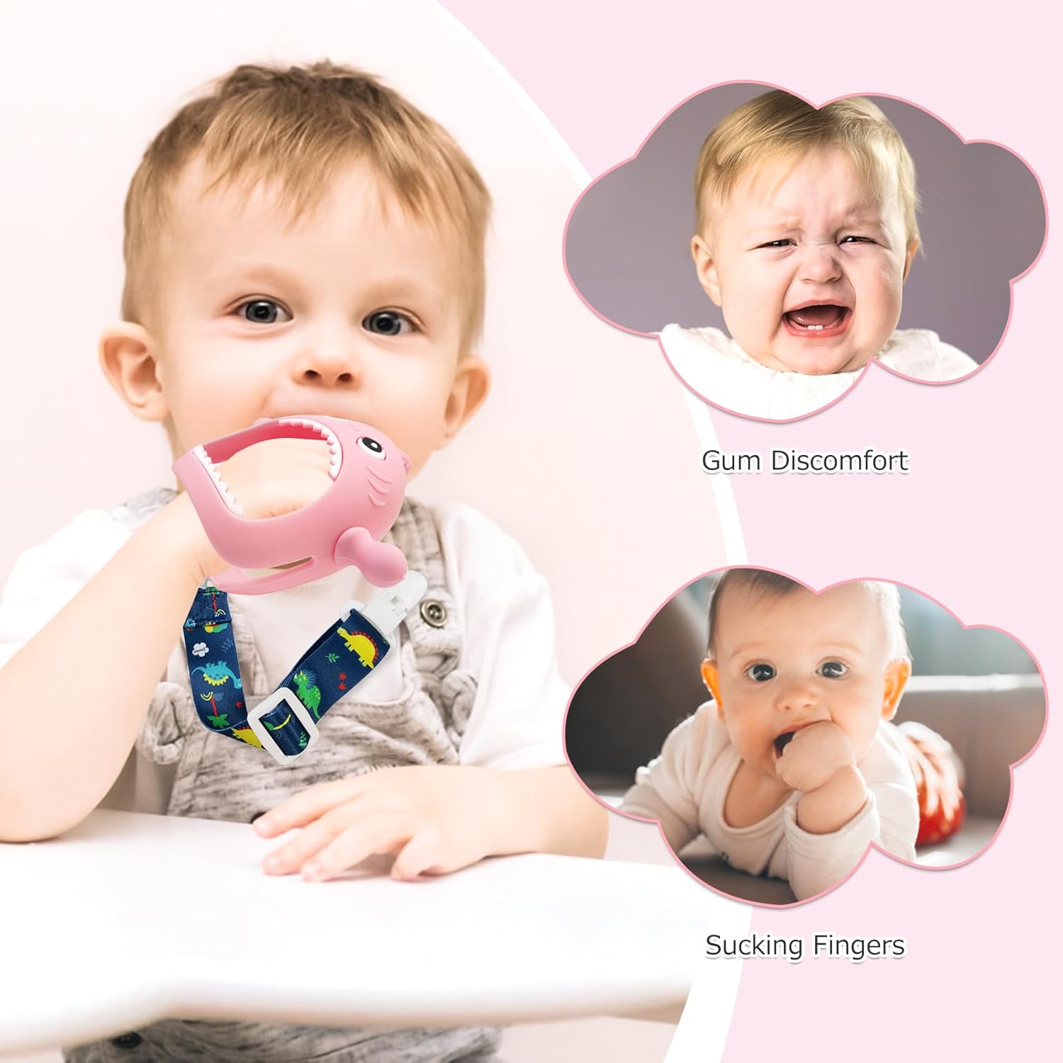 Kpblis Juguete mordedor de silicona para bebés de 0 a 6 meses, nunca se cae, juguetes de dentición para bebés de 6 a 12 meses, chupetes mordedores